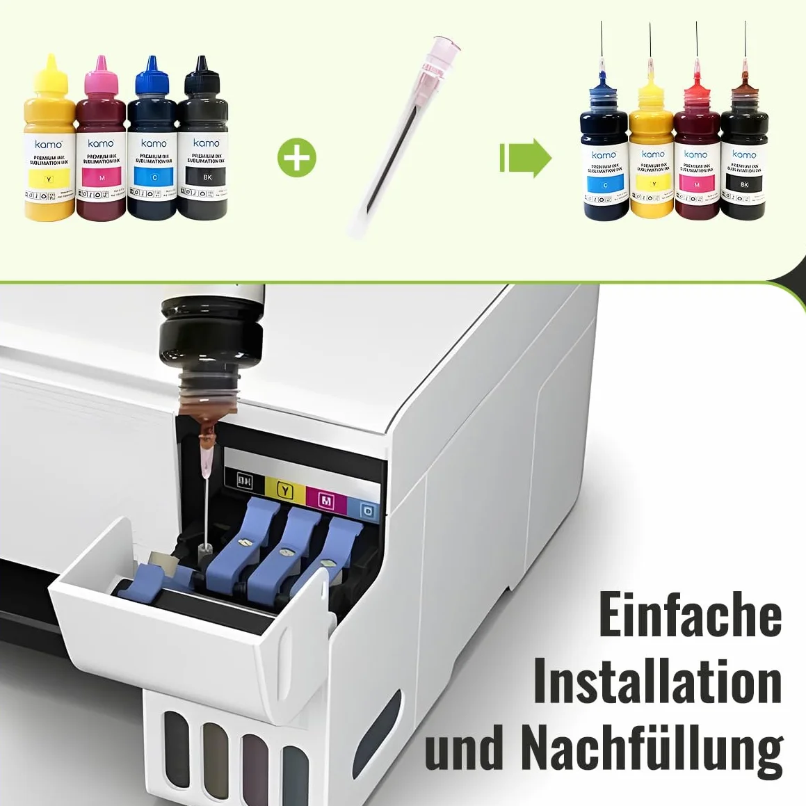 Kamo Encre de Sublimation Transfert Presse à Chaud pour Epson EcoTank ET-2720 ET-2760 ET-2800 ET-2803 ET-2850