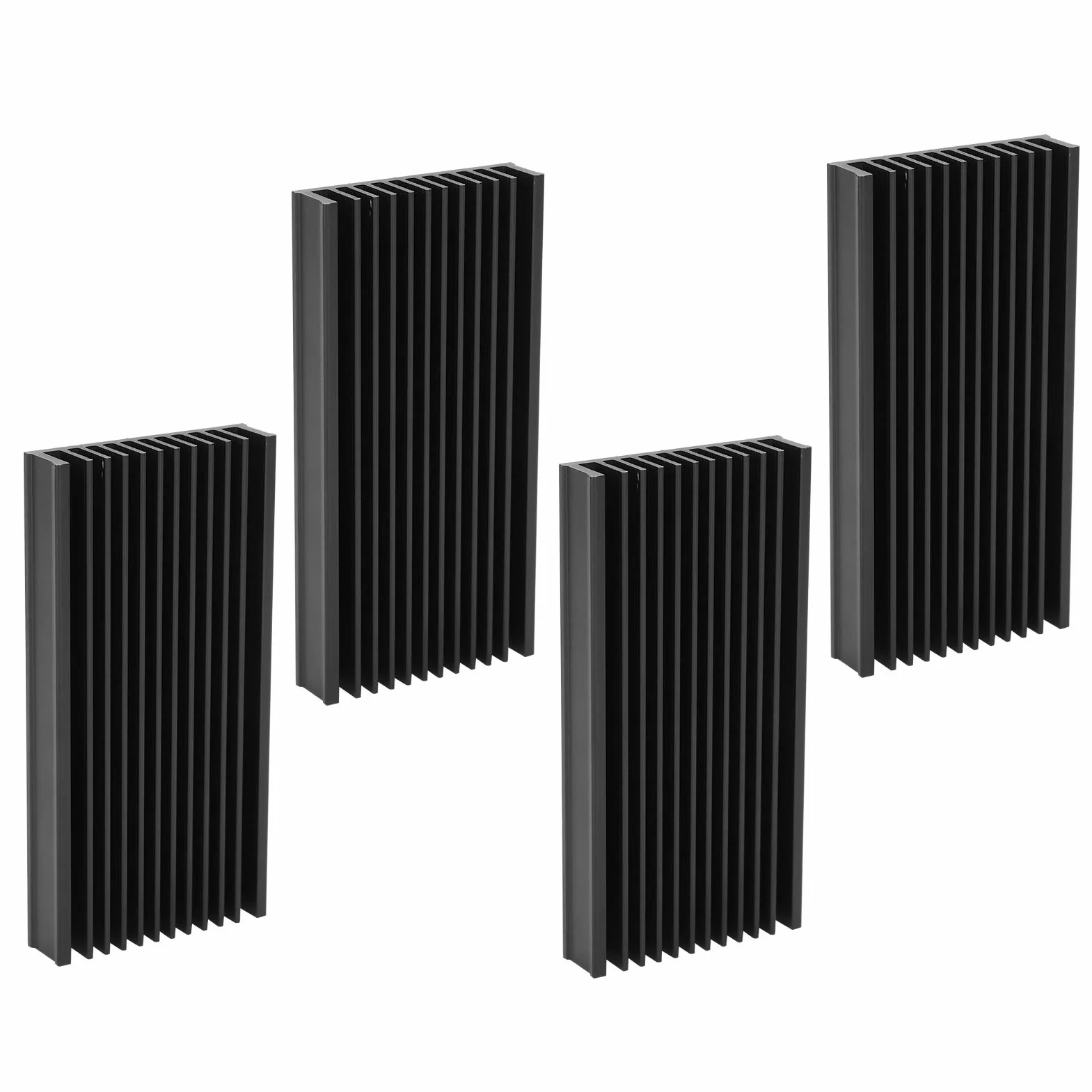 Fafeicy 4PCS Czarny Aluminiowy Chłodnica Radiatora 50x12.7x100 Mm dla Płytki Obwodu Chipów Cpu Routeter Wzmacniacz Moduł Zasilający Chłodzenie Płyty Głównej Płyta Główna