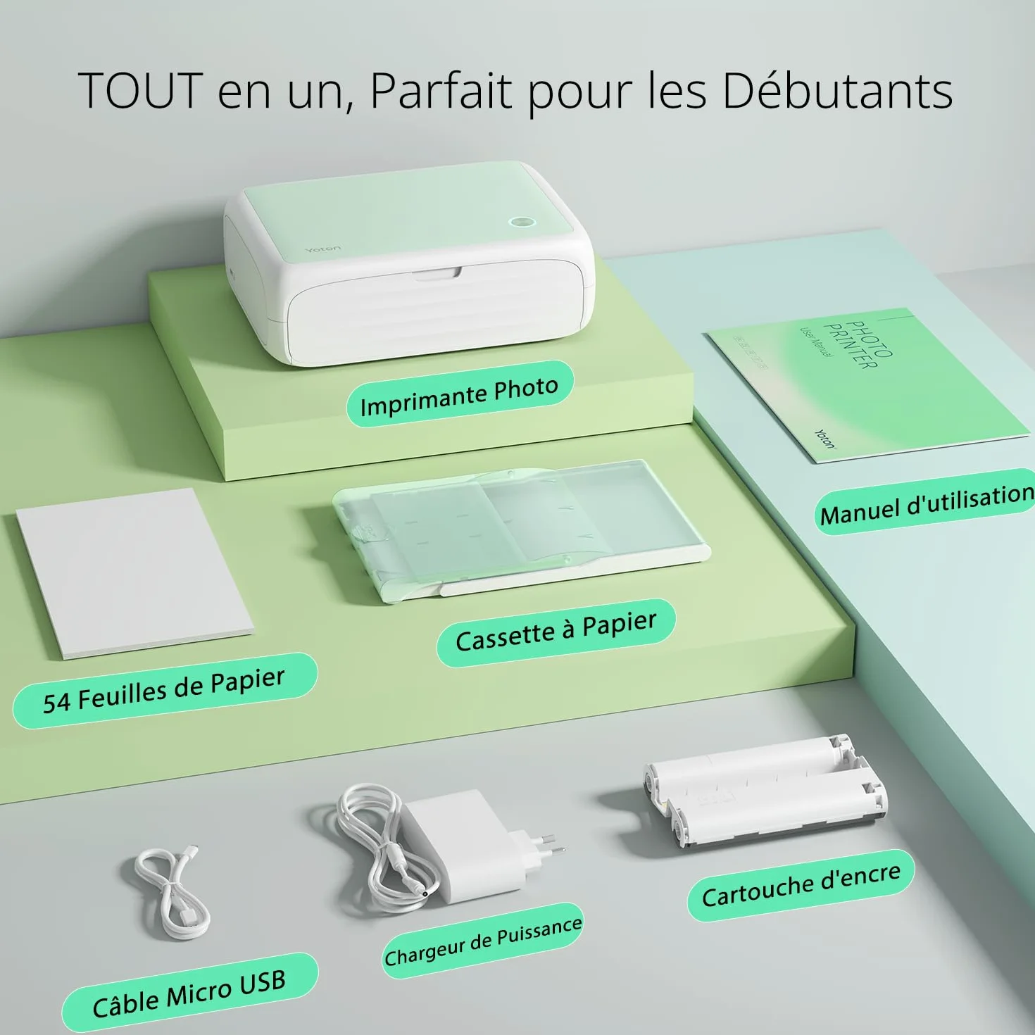YOTON Imprimante Photo Instantané 54 Feuilles 4x6 Wi-Fi iOS Android