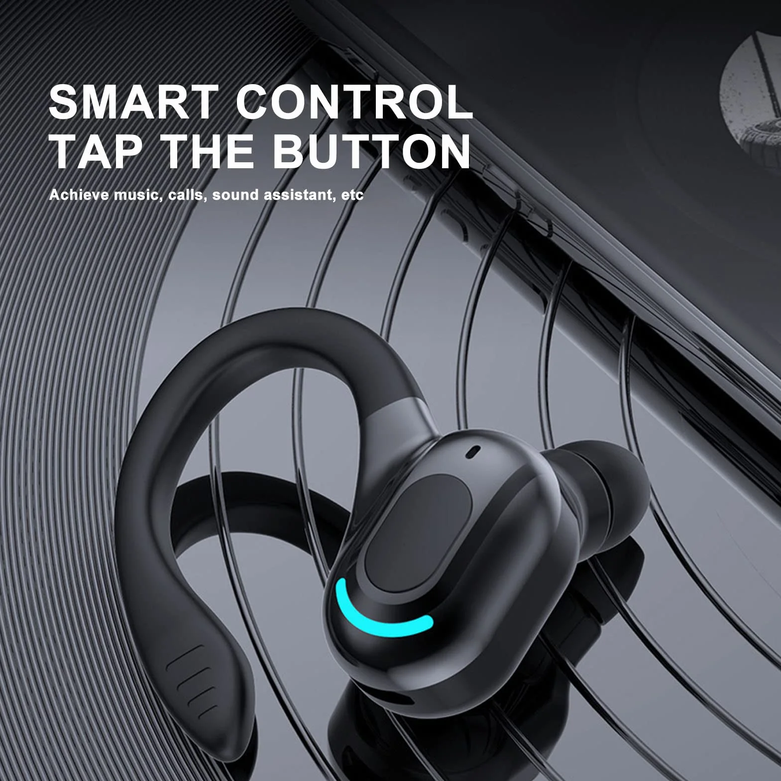 Zestaw Słuchawkowy Bluetooth z Jednym Uchem, Bezprzewodowa Wodoodporna Słuchawka IPX4, Połączenia Wsparcia, Funkcja Budzenia Asystenta Dźwięku, do Biegania, Jazdy, Jazdy na Rowerze