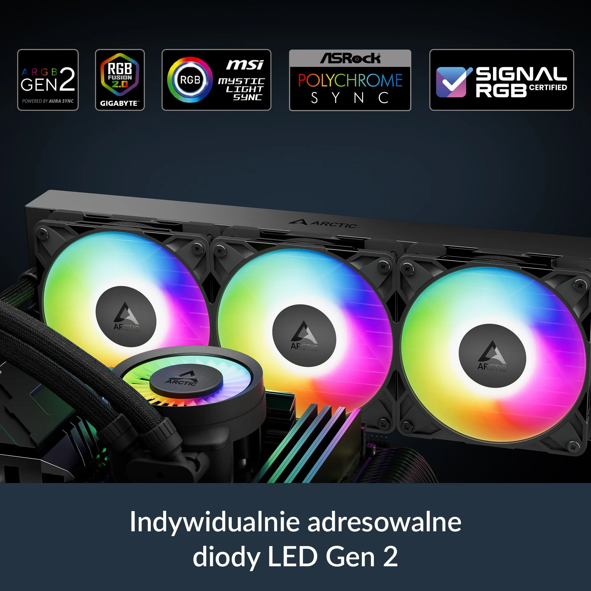 ARCTIC Liquid Freezer III Pro 420 A-RGB- Chłodnica Procesora AIO, 3 x 140 mm Chłodzenie Wodne, Grzejnik 38 mm, Pompa PWM, Wentylator VRM, AMD AM5/AM4, Intel LGA1851/1700 Ramka Stykowa - Czarny