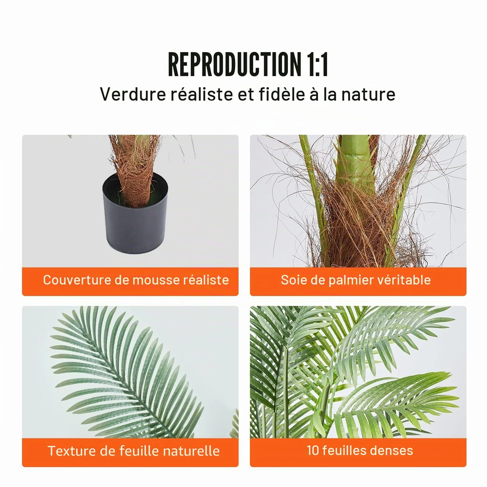 VEVOR Arbre Artificiel 1219 mm Plante Artificielle PE Palmier à Noix de Bétel 2 Faux Arbres Vert avec Pot