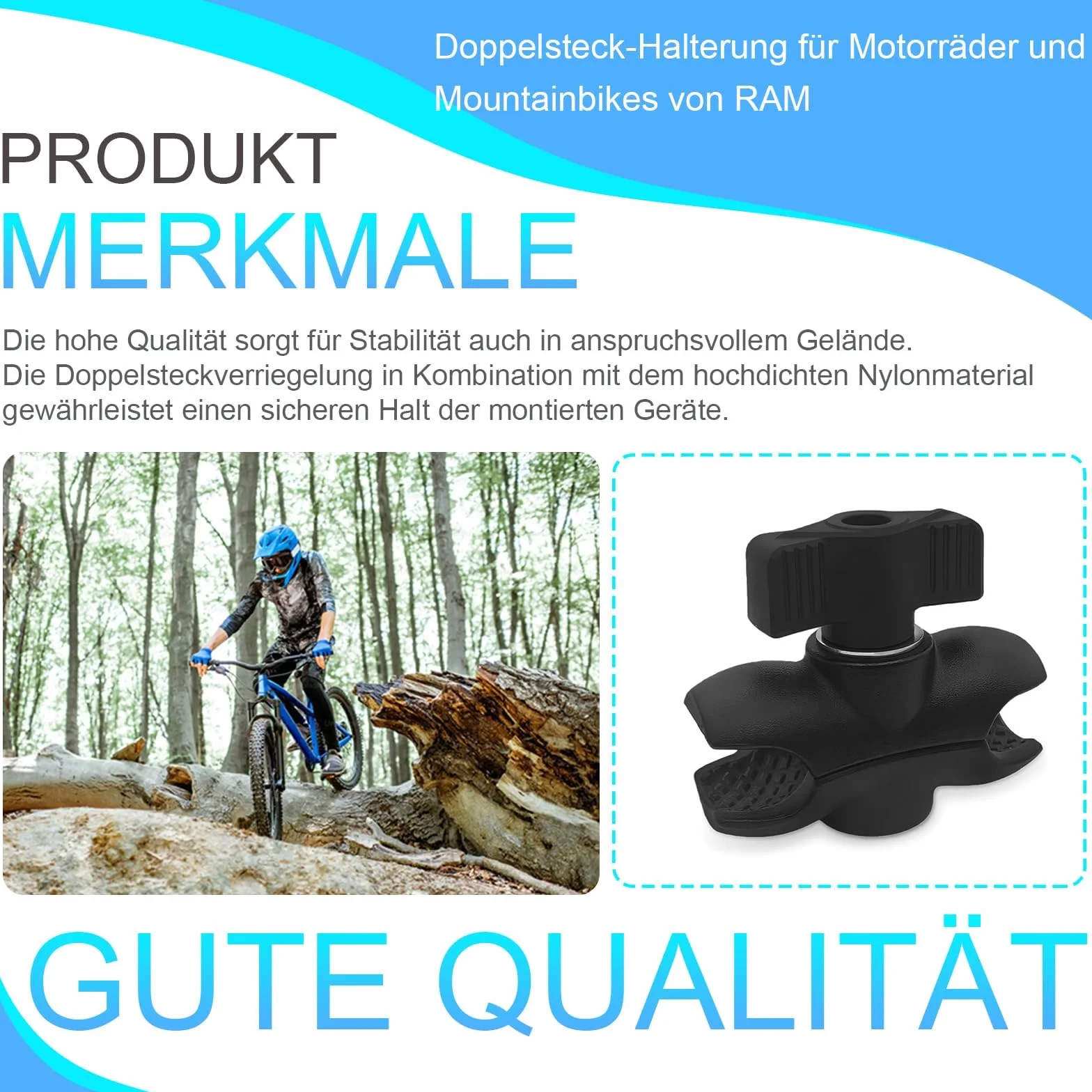 Ramię montażowe do uchwytu motocyklowego 60 mm – kompatybilne z adapterem kulowym 1 cal, uniwersalny uchwyt na telefon i GPS, Do Motocykli, Quadów, Rowerów