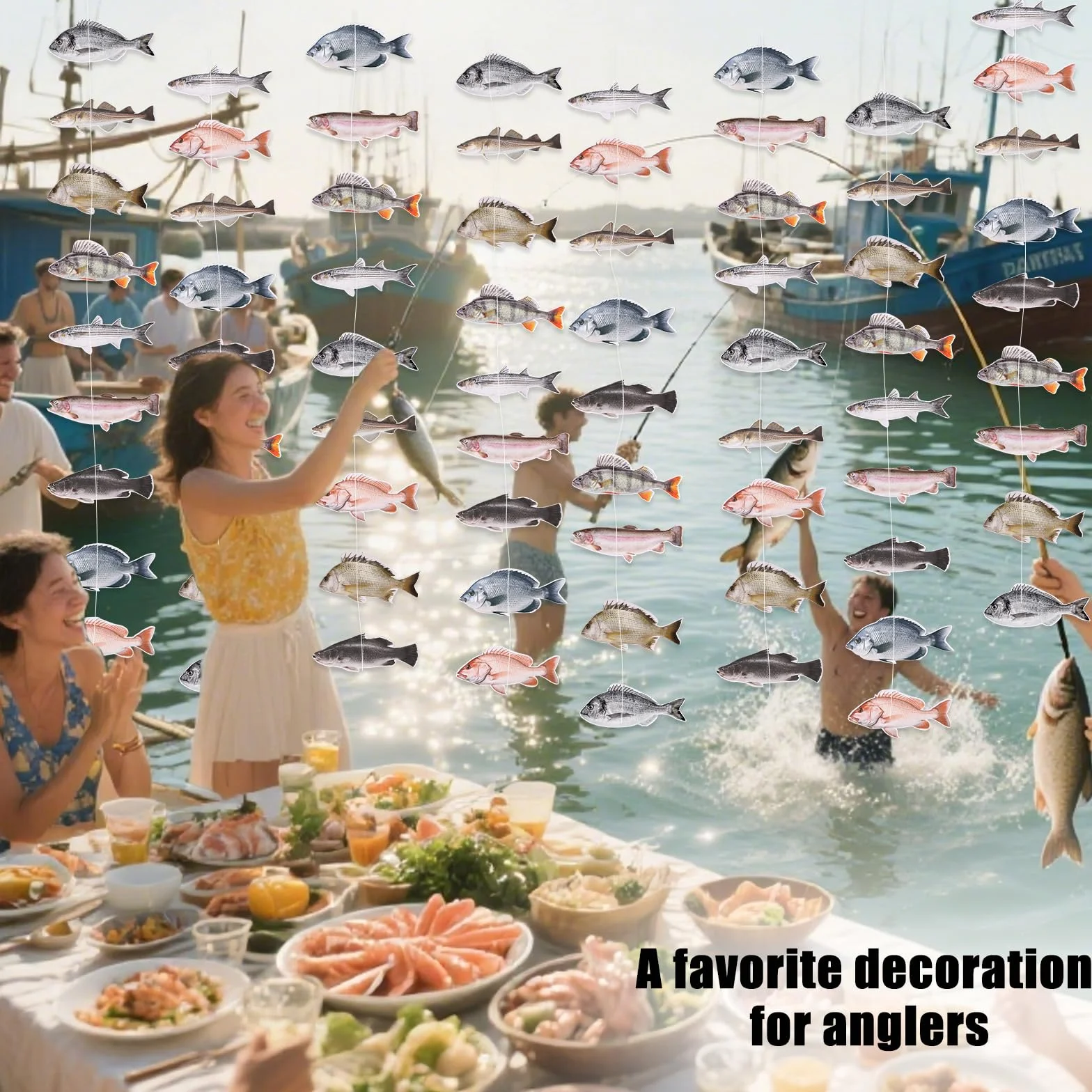 Guirlande Bannières Thème Pêche pour Décoration Fête Anniversaire Poisson