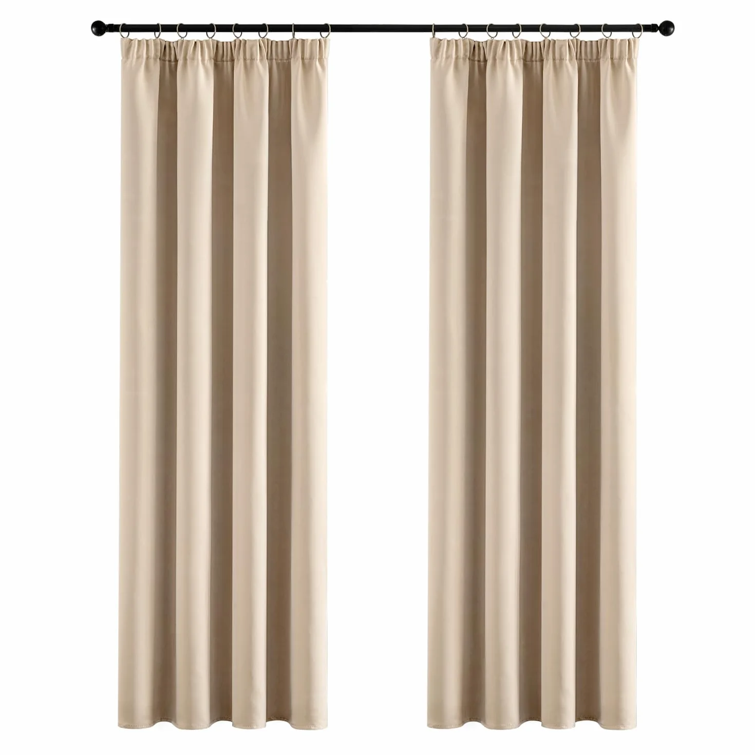 MIULEE Rideau Occultant Thermique Isolants Anti Froid Chaleur Galon Fronceur, Tenture Opaque Beige 140x245, Rideaux Isolant Phonique Chambre Salon 2 Pièces