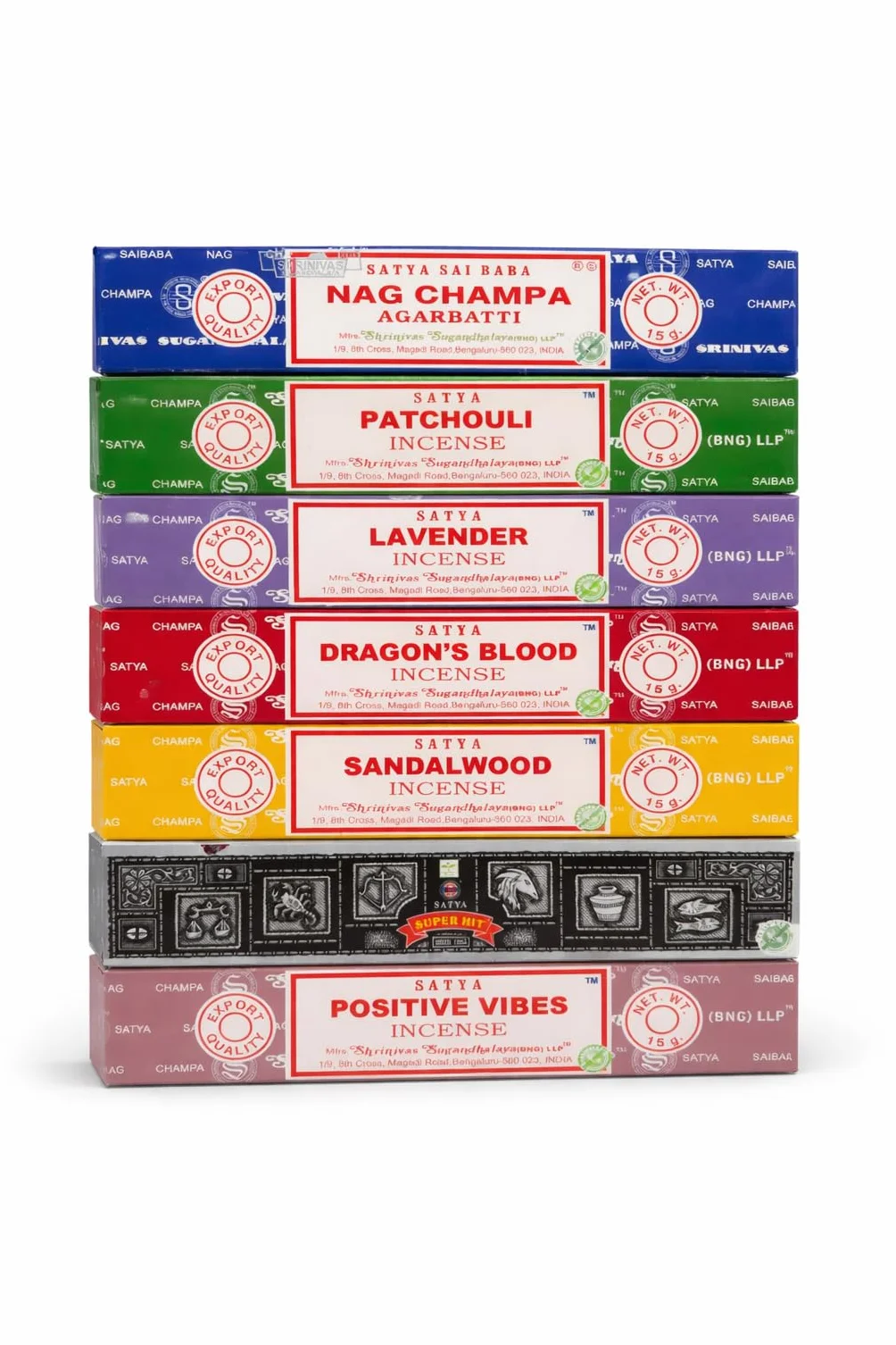 Nag Champa Bâtons d'Encens 7 Arômes Lot, Roulés à la Main, Non Toxiques