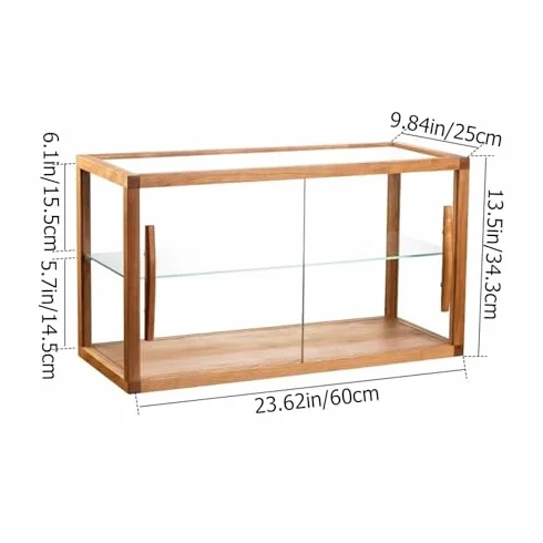 Vitrine de boulangerie, comptoir en bois avec portes en verre, vitrine à pâtisserie pour pâtisseries, biscuits, desserts, cupcakes