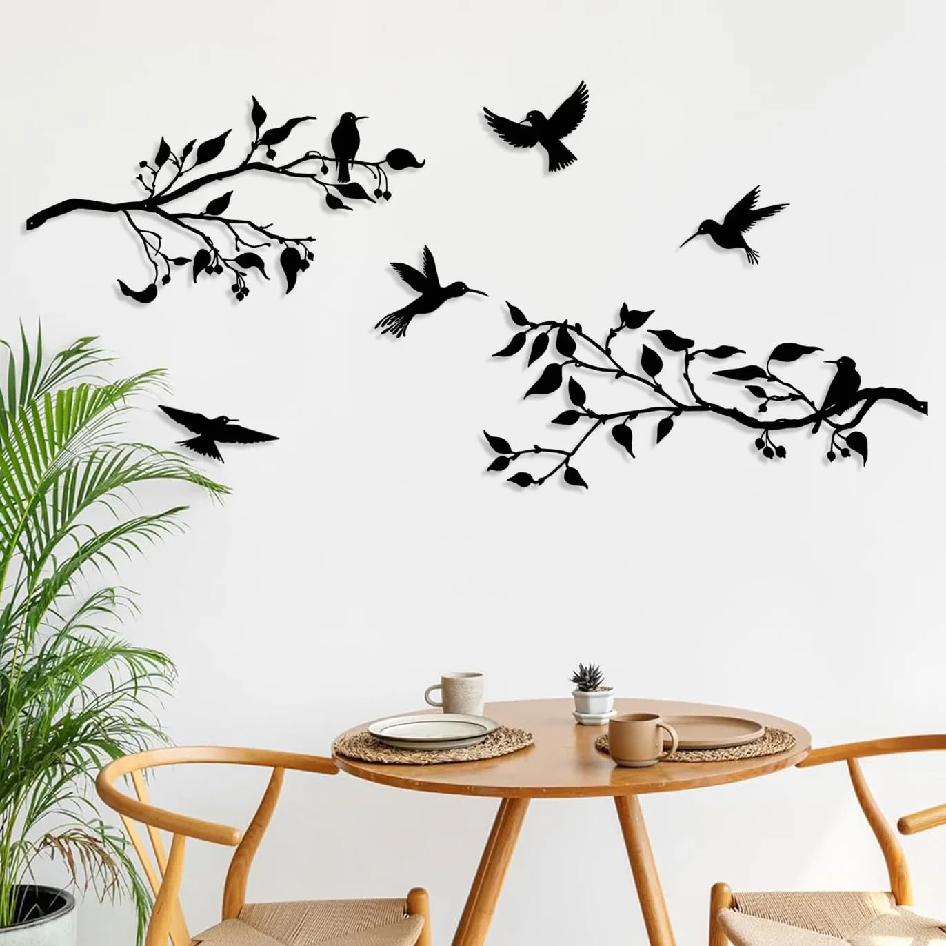 Décoration murale d'extérieur en métal Oiseaux sur la Branche Art Décor Mûr
