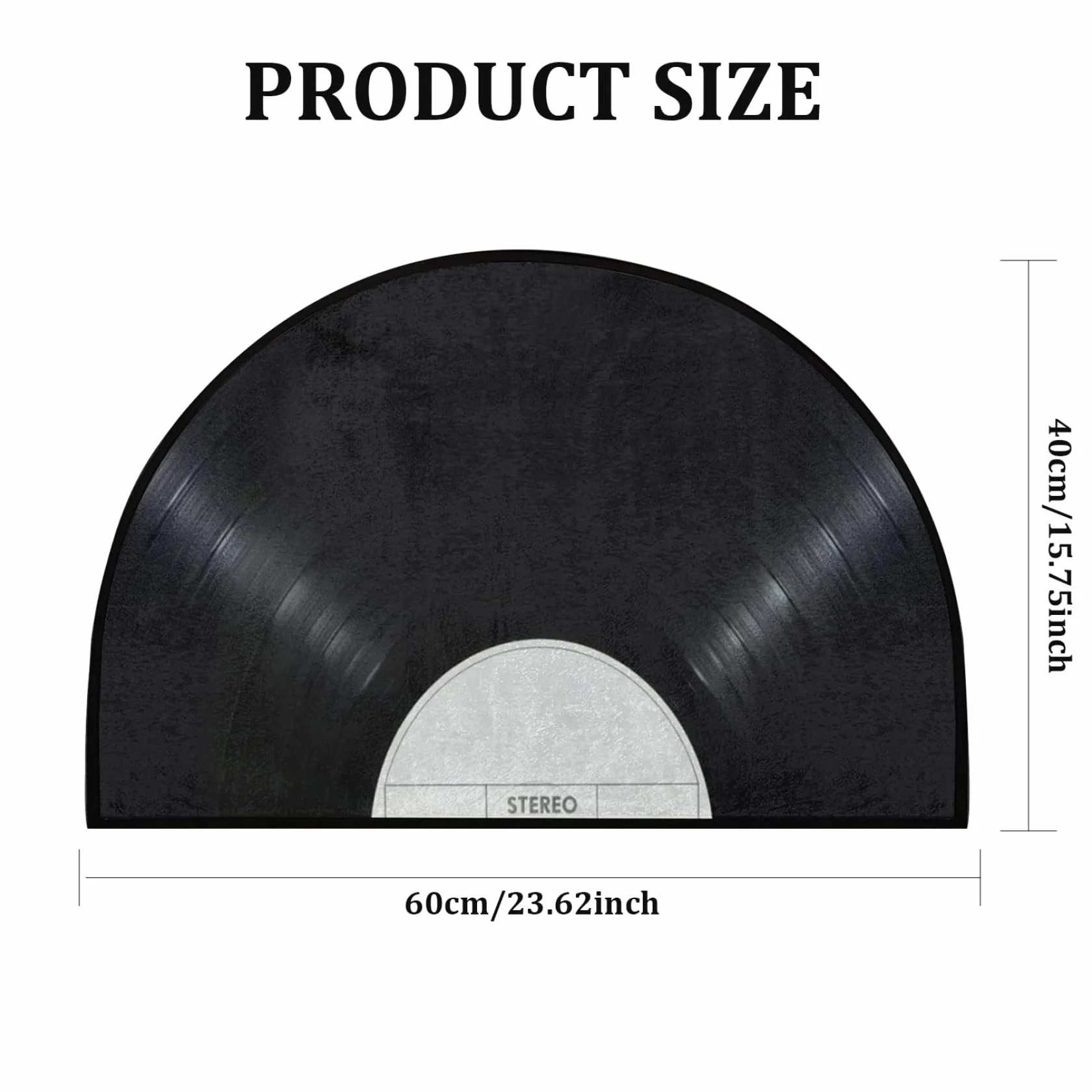 Paillasson Demi-Rond Vinyle 40,6 x 61 cm Lavable Fond Antidérapant Polyester pour Entrée