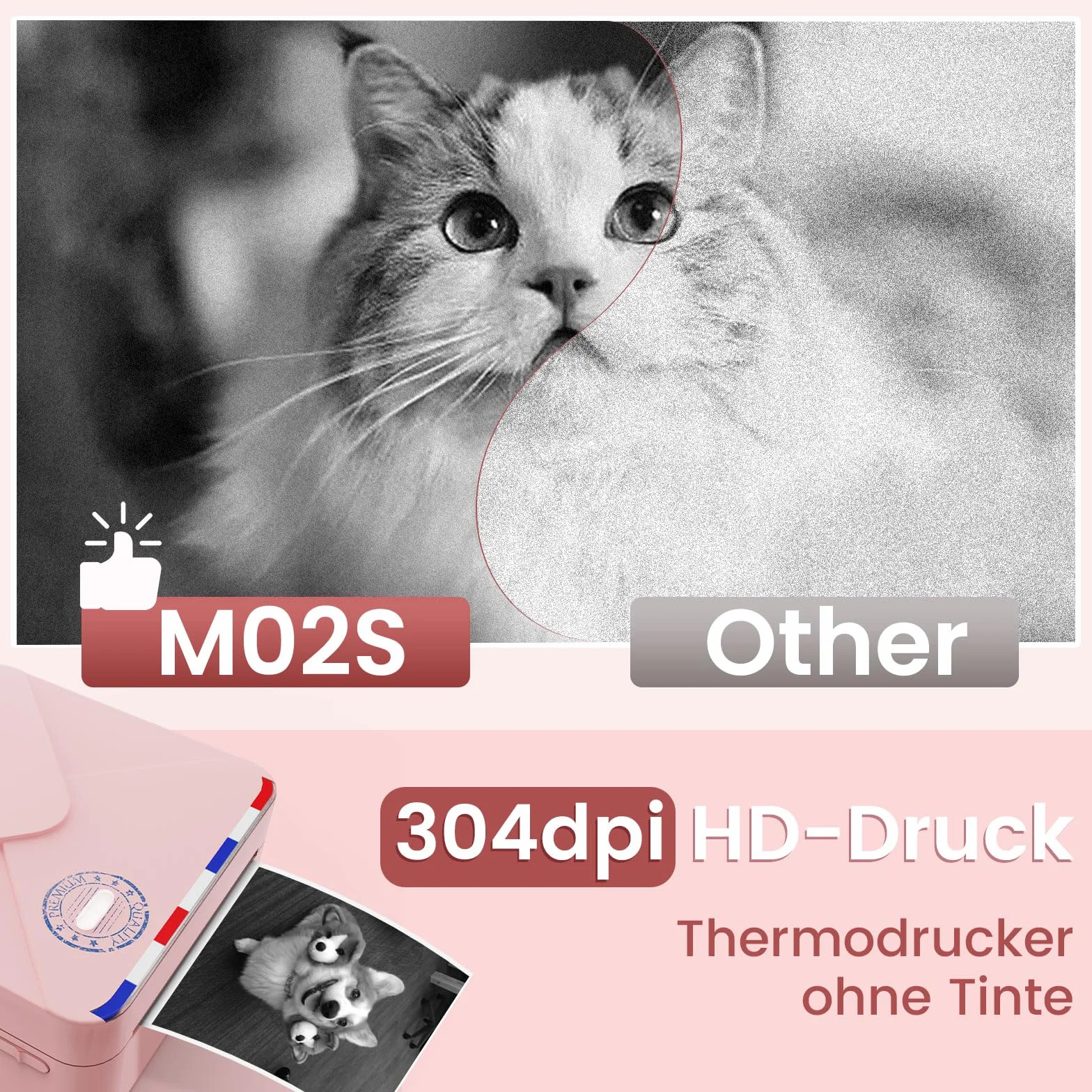 Mini Drukarka termiczna Bluetooth M02S, drukarka fotograficzna do smartfona, naklejki, kieszonkowa do nauki