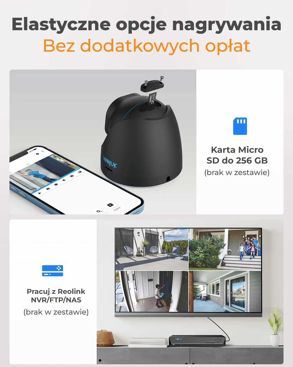 Reolink Kamera Monitoringu 4K Ultra HD PoE z Detekcją Ludzi/Pojazdów, Zewnętrzna Kopułowa Kamera IP z Inteligentnymi Alertami o Ruchu, Nagrywaniem Audio oraz funkcją Time-Lapse RLC-820A Czarny