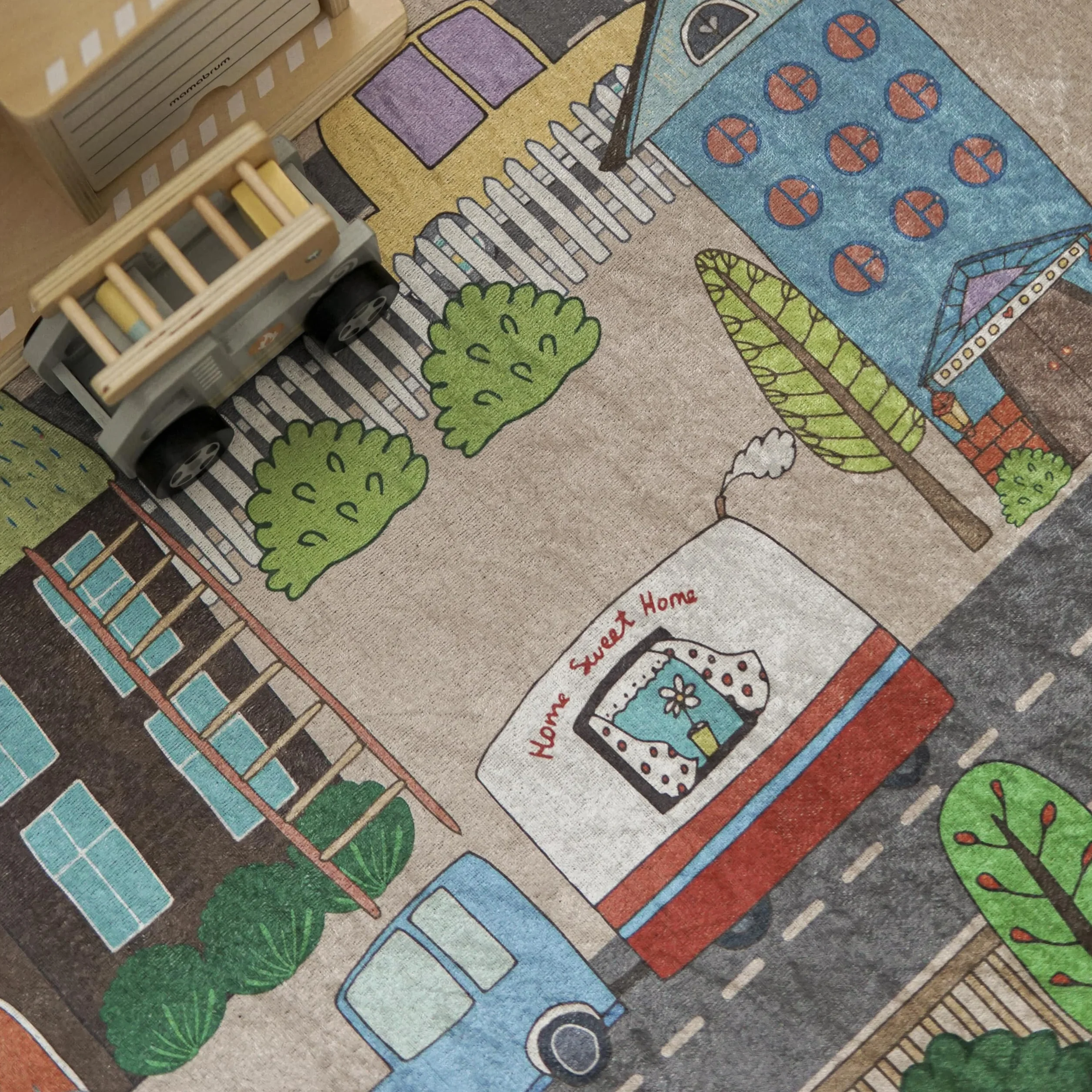 Mazovia Tapis Chambre Enfant Lavable Imprimé Poils Courts 80x150cm Beige Crème Multicolore