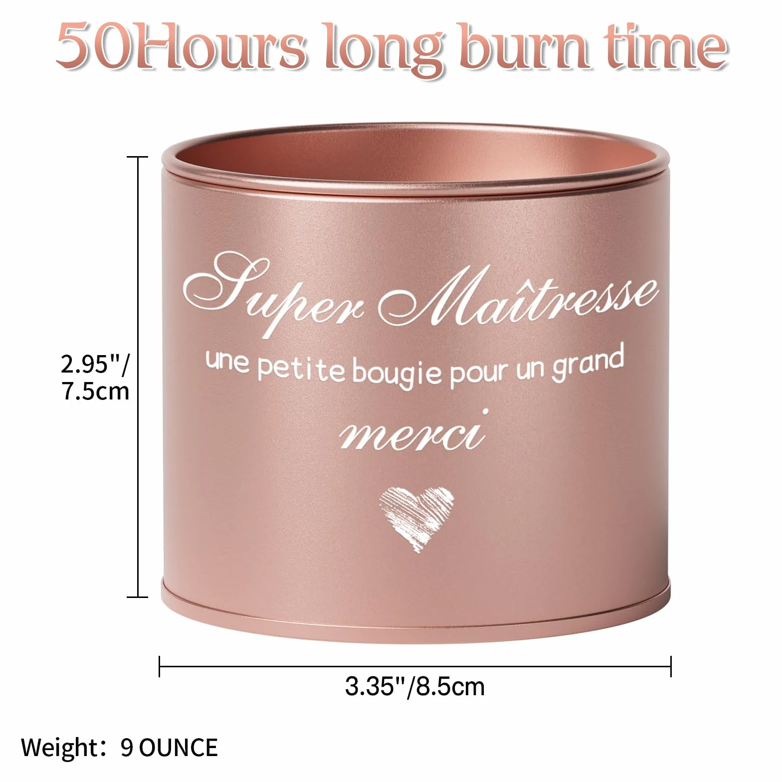 Bougie Parfumée à la Lavande KAAYEE 9oz Cadeau Maitresse D'école 50H Durée Merci Maîtresse