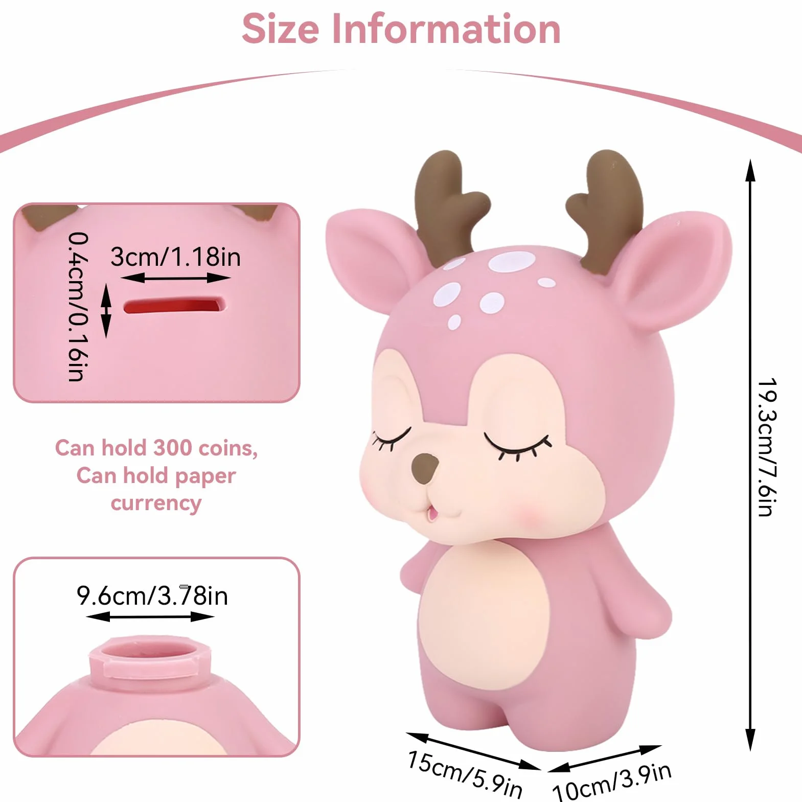 Tirelire Cerf Rose Plastique Décoration Chambre Filles Enfants