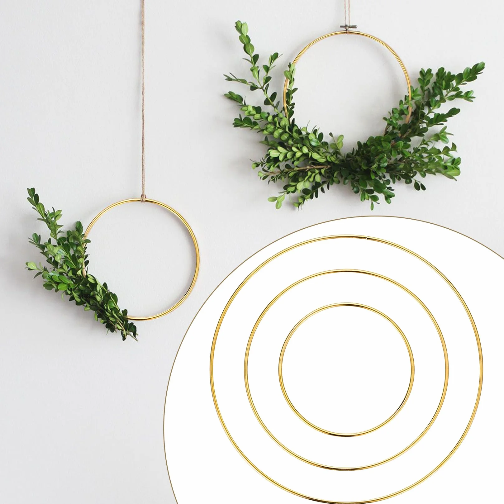 Cercle Métal Doré 10/15/20cm Attrape-Rêve Macramé DIY Décoration