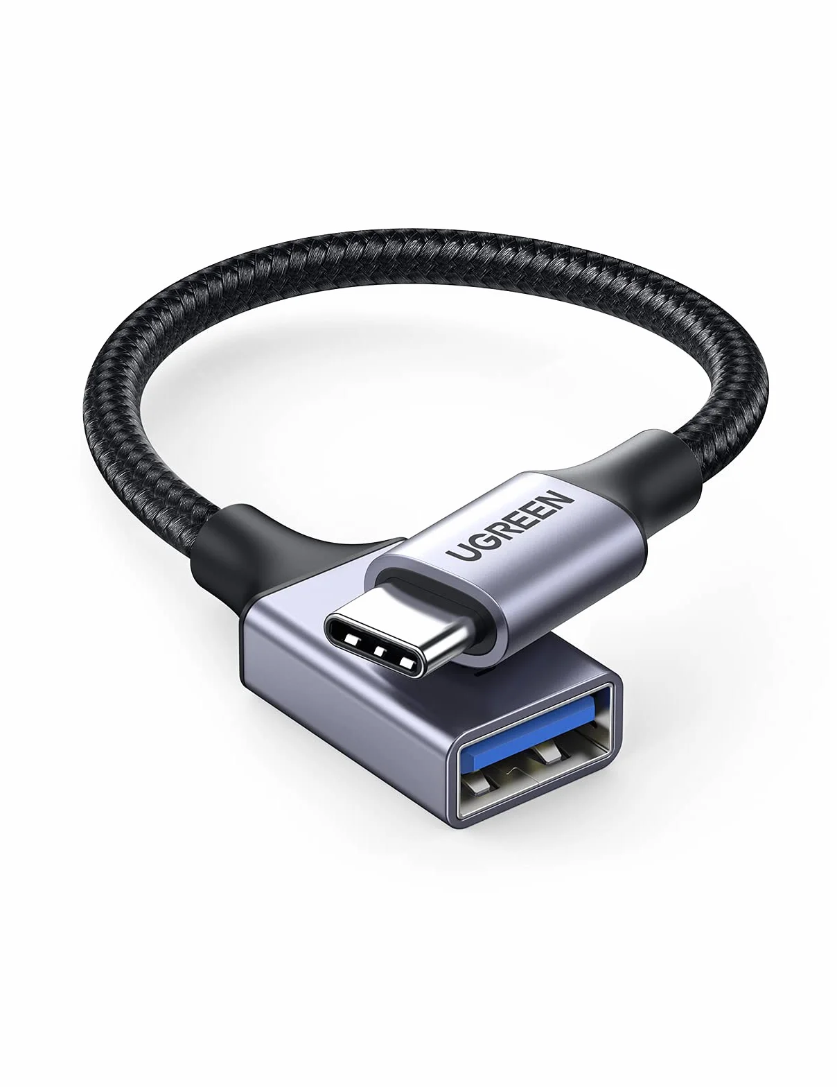 UGREEN Adaptateur USB C vers USB A 3.0 5Gbps OTG Câble Nylon Tressé Aluminium Compatible iPhone 17 Pro Max Air 16 15 MacBook Air iPad Galaxy S25 Gris