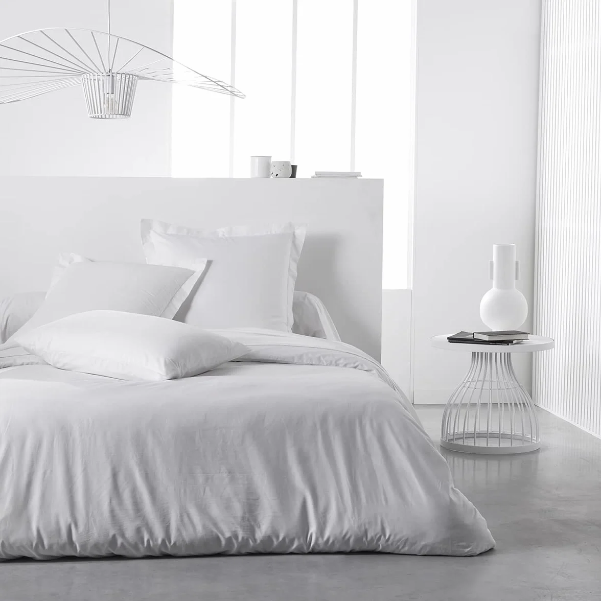 Lot de 2 Taies d'oreillers 63X63 cm 100% Coton Uni, Craie