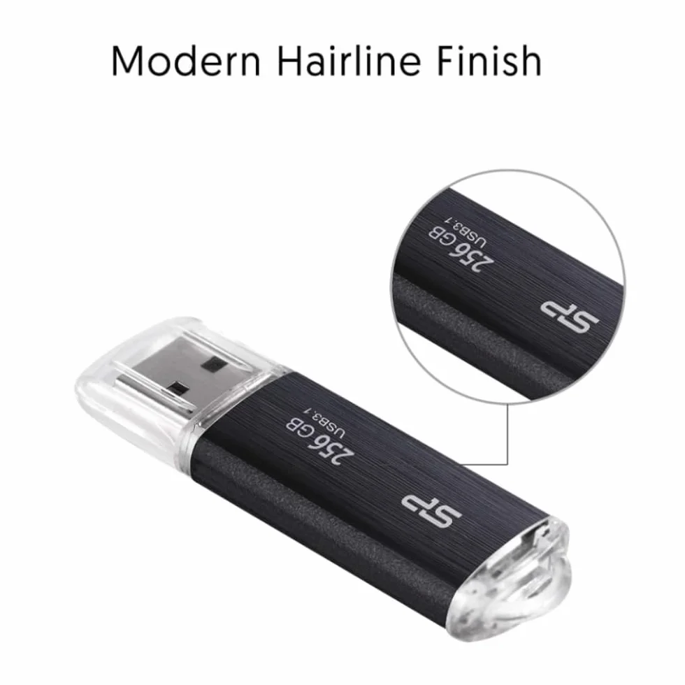 Silicon Power 128 GB pamięć USB Flash, B02 Blaze, USB3.1, chowane złącze, wbudowany otwór na pasek, kopia zapasowa i przywracanie danych, szyfrowanie 256-bitowe, do 5 Gb/s, czarny