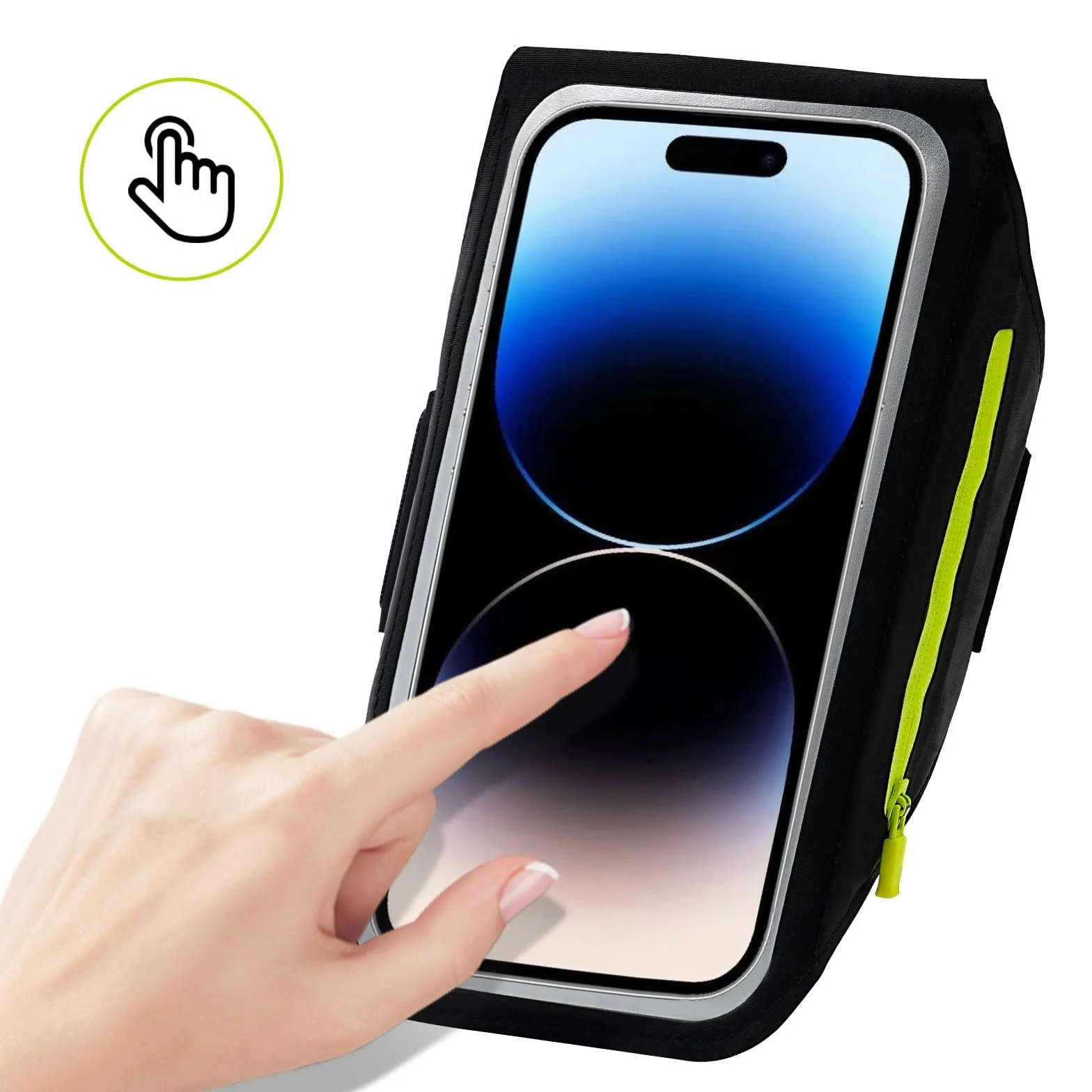 TRIXES Czarna opaska na ramię do biegania z akcesoriami torba na słuchawki pasuje do iPhone'a 15 Pro Max/14 Pro/13 Pro Max/12/12 Pro/11/XR/XS/X/8 Plus - nadaje się do smartfonów do 6,7 cala