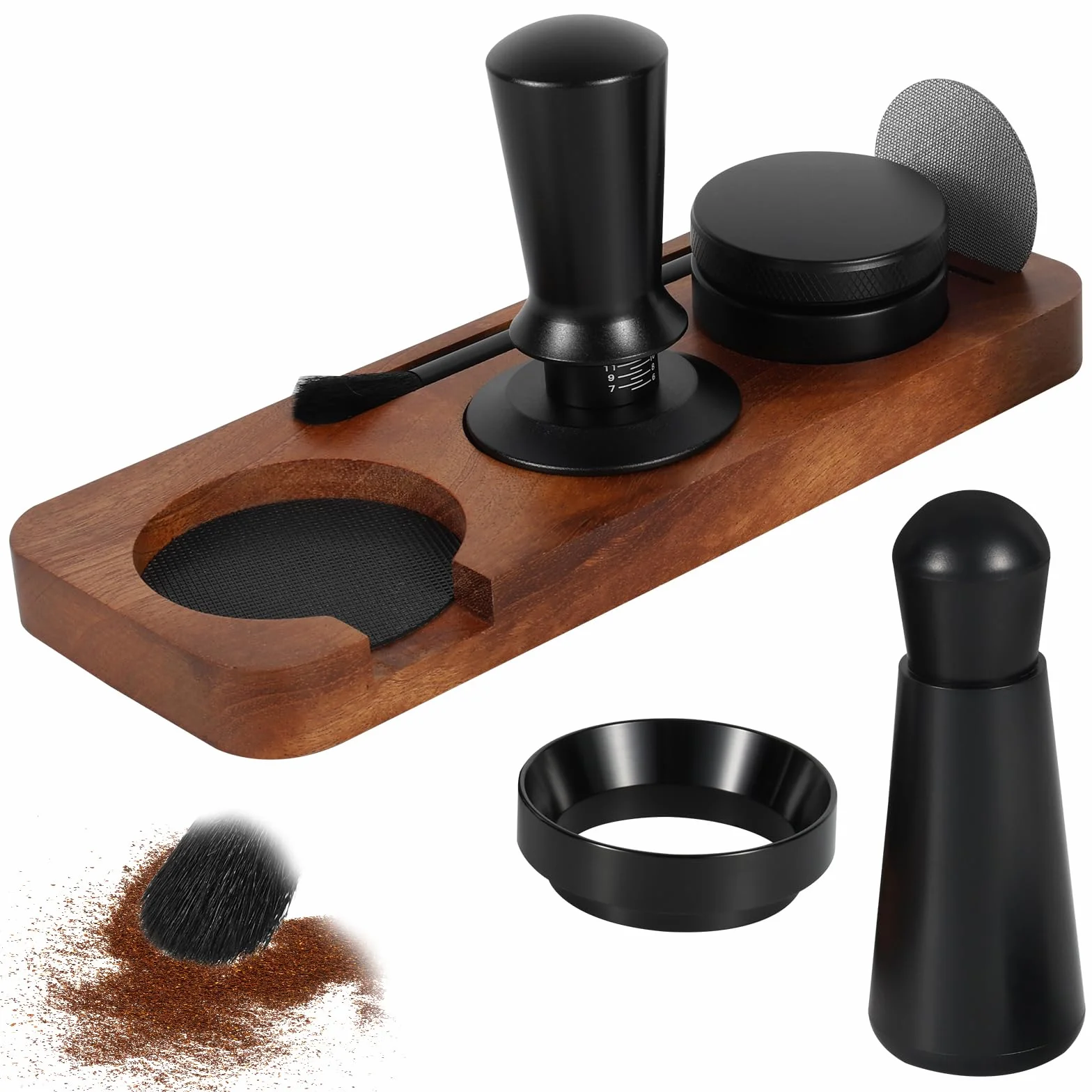 Lot de tampons à expresso de 51 mm avec aiguille à expresso, tampon à café avec distributeur de tamper, anneau de dosage de 51 mm, agitateur à expresso, aiguilles, mélangeur à café, écran
