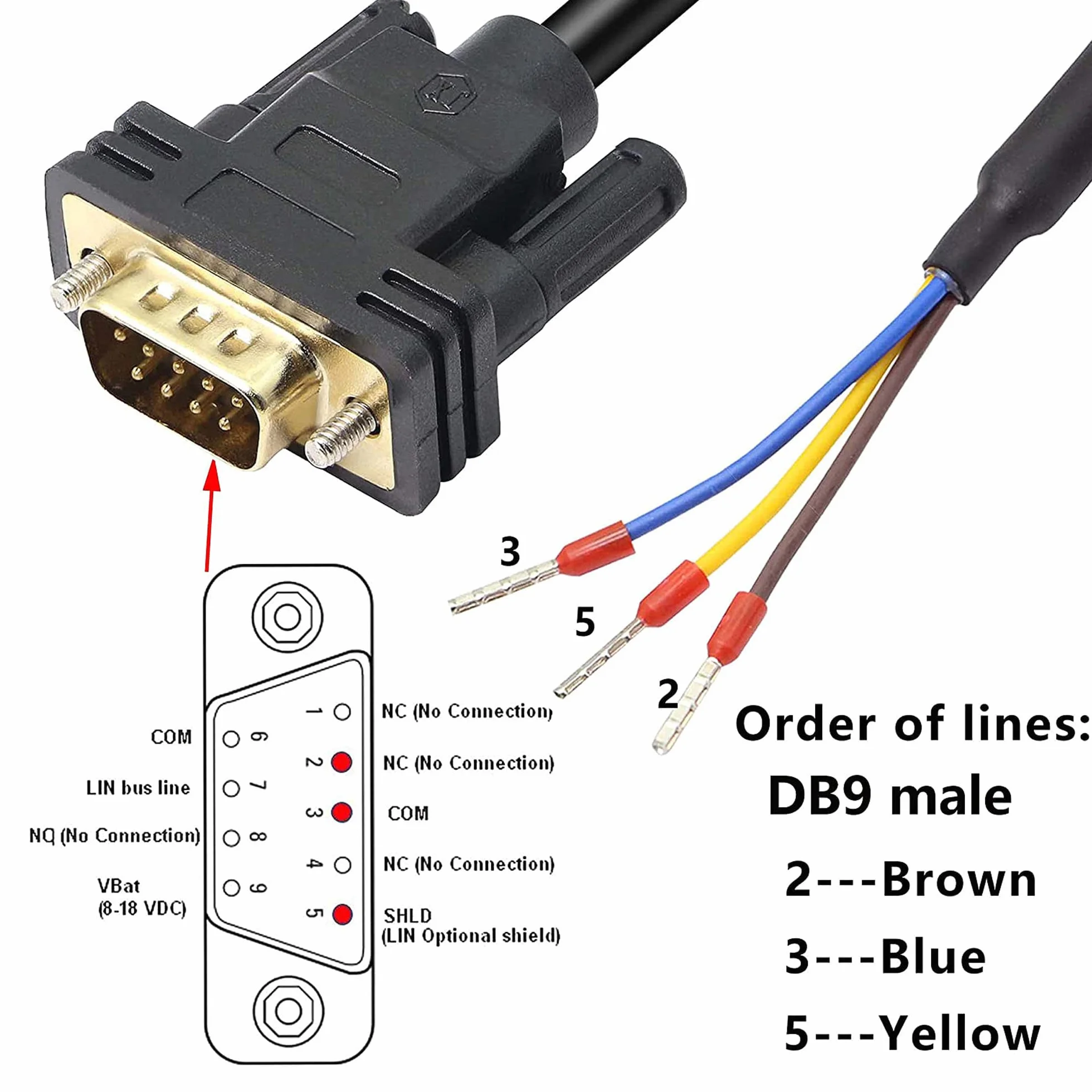 Złącze DB9 RS232 kabel portu szeregowego adaptery DB9 bez lutowania 9-pinowy port COM Breakout kabel zamienny zamówienie: 235 (męski)
