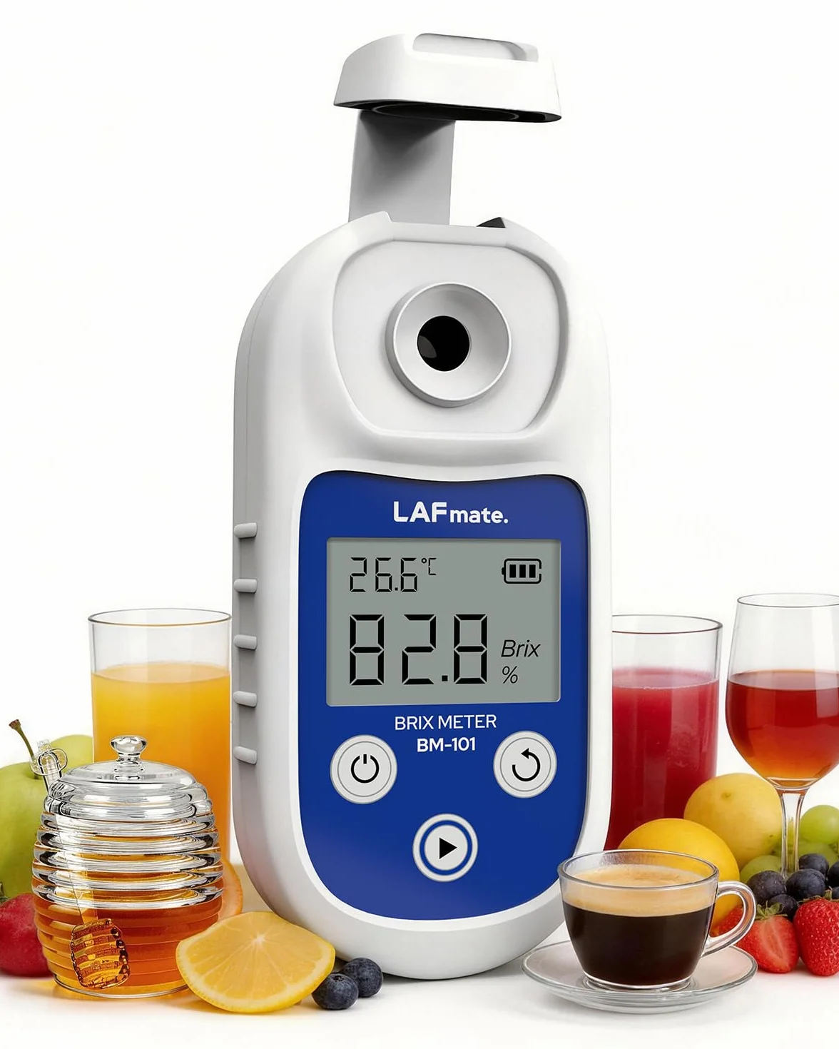 Réfractomètre brix 0-95% ±0,2%, Réfractomètre numérique avec ATC, IP65 Réfractomètre brix pour Miel, jus, vin & Brassage Maison,BM-101