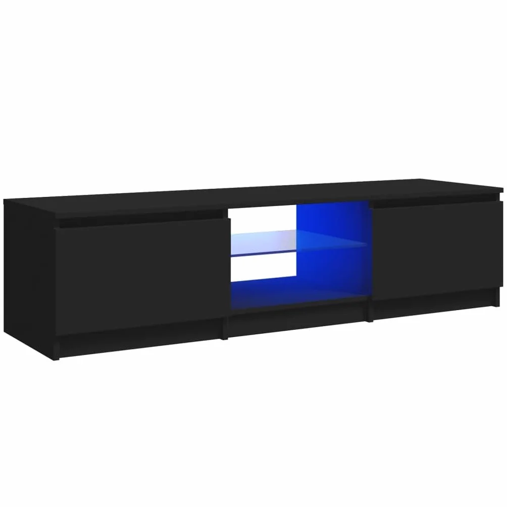 Meuble TV LED Moderne et spacieux avec éclairage RGB en Bois Noir de 140 cm Ameublement et Décoration, Meubles TV