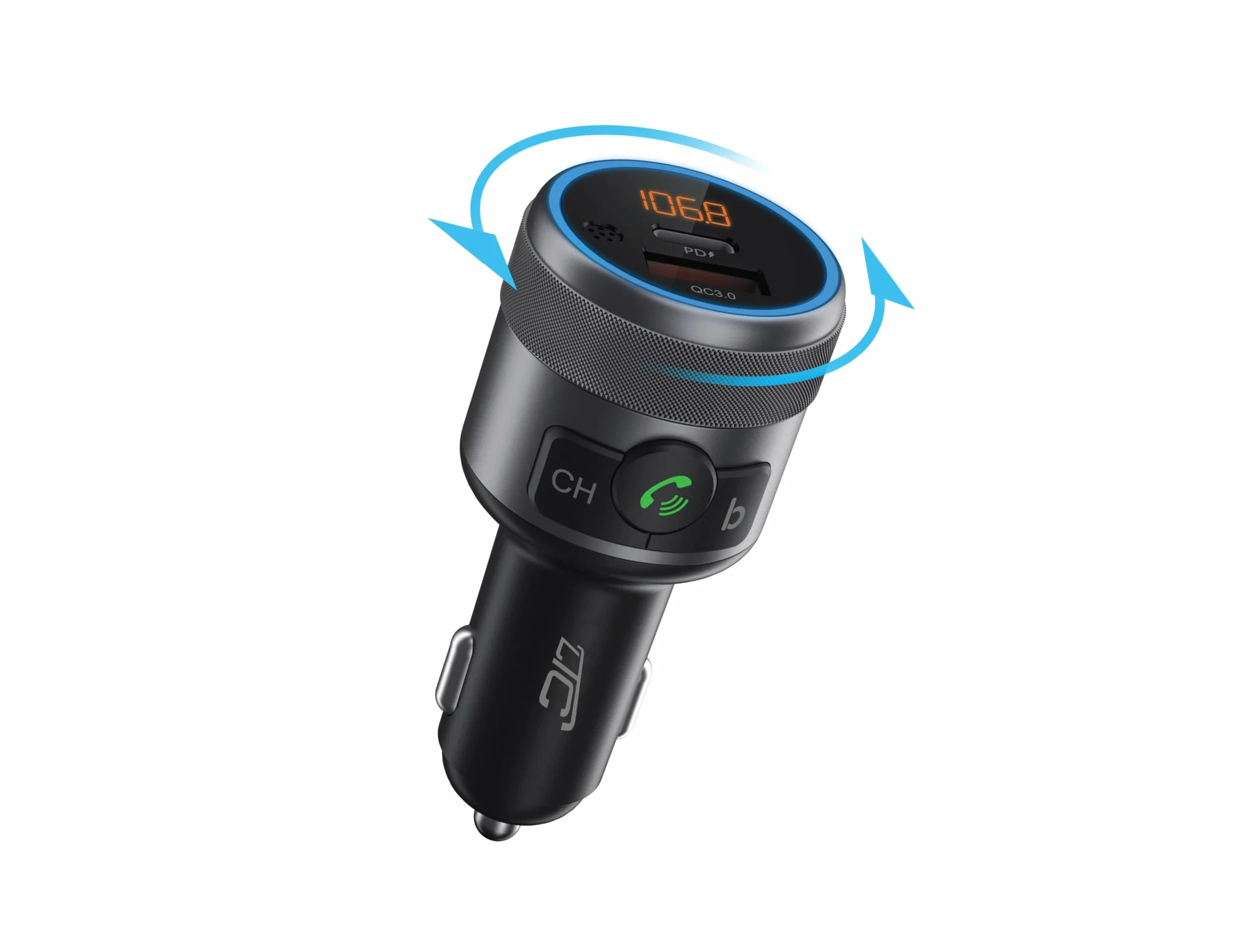 LTC Transmiter Samochodowy LTC TR252 z Bluetooth 5.1 - Wysoka Jakość Dźwięku, Zestaw Głośnomówiący, Szybka Ładowarka Power Delivery 3.0, Tester Napięcia Akumulatora