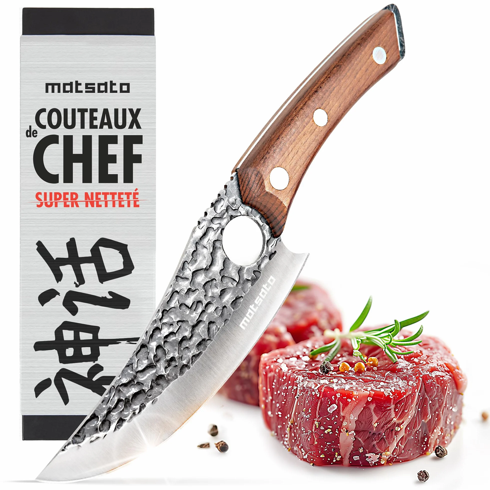 Matsato Couteau de Chef Acier Japonais Tranchant Viande Légumes