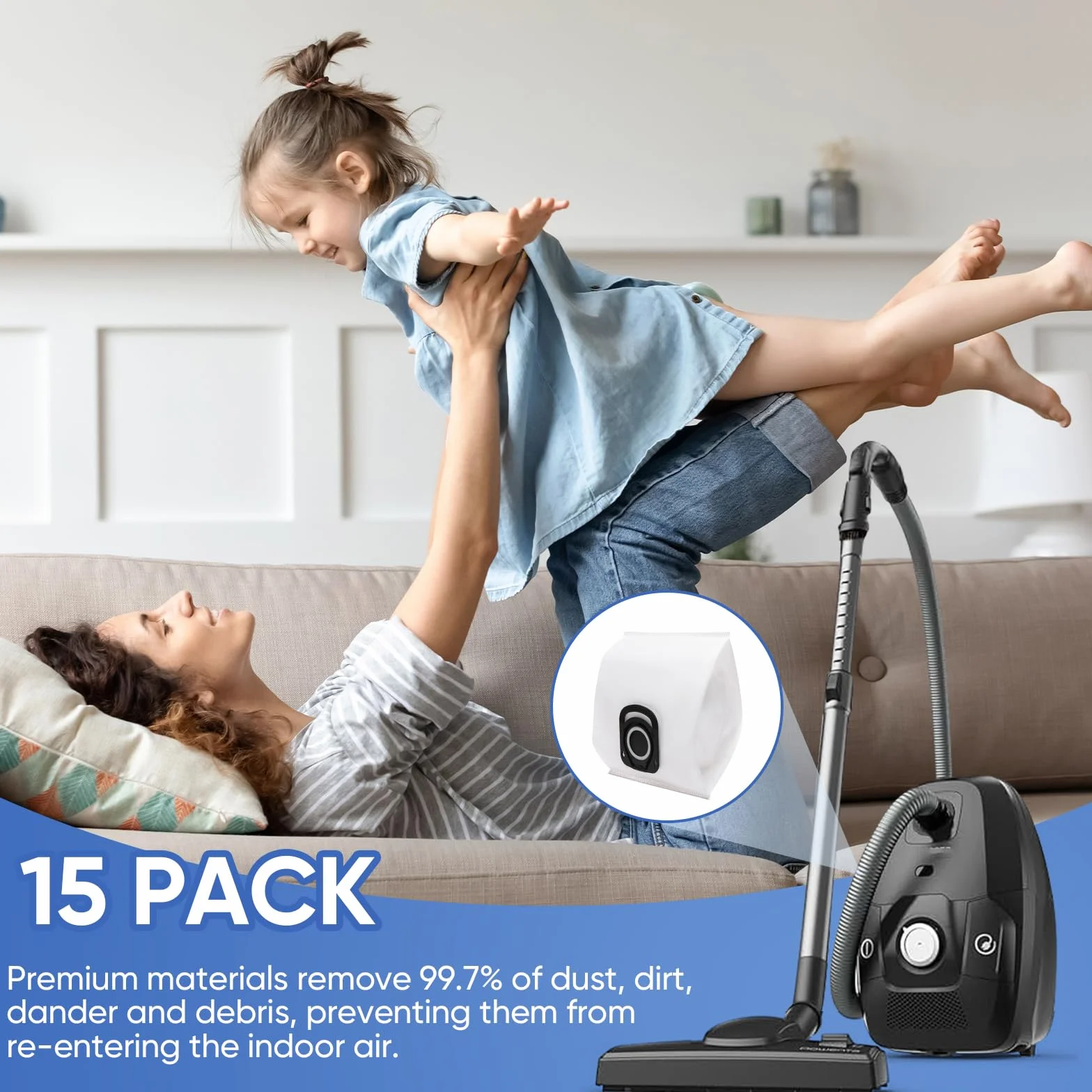 Sacs Hygiène+ Compatibles Rowenta Tefal Moulinex Aspirateurs 15 Pièces