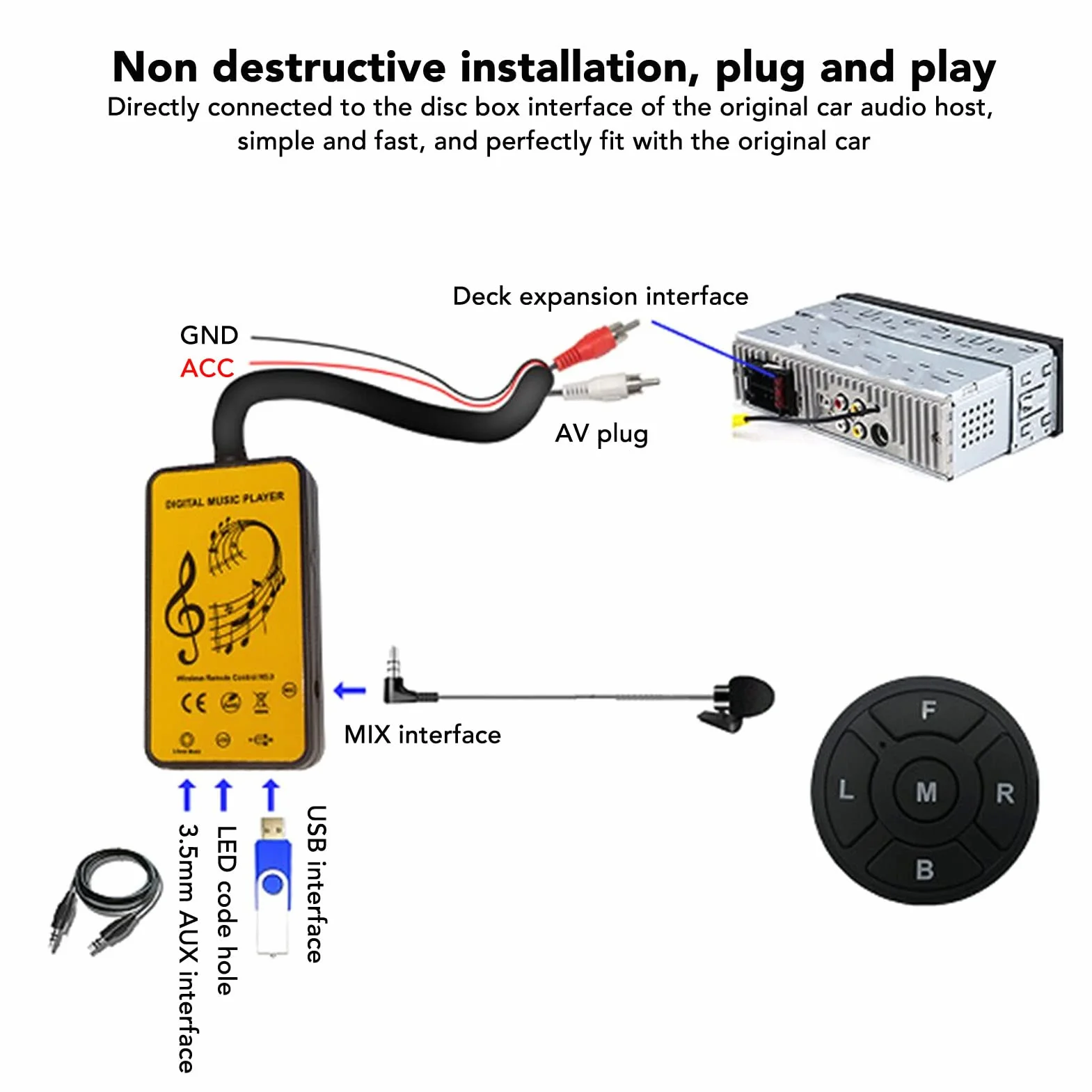 KIMISS Nadajnik Bluetooth AUX do samochodu, adapter bezprzewodowy do o, zestaw głośnomówiący, uniwersalny for Clarion