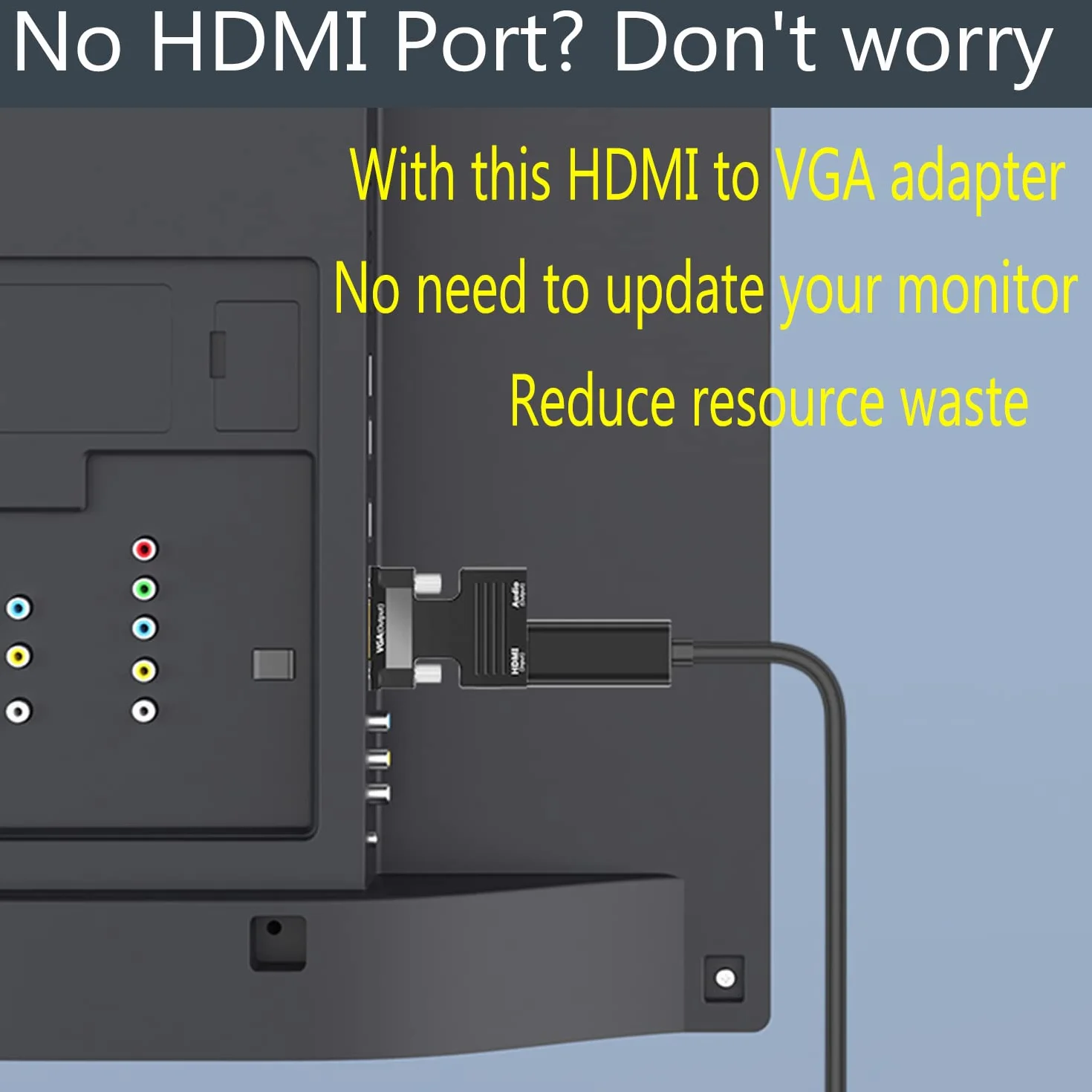 Adapter HDMI na VGA 1080P 60Hz z Kablem Audio 3,5 mm - Konwerter Kompatybilny z Pamięcią Roku, PC, Projektorem, Monitorem i Nie Tylko