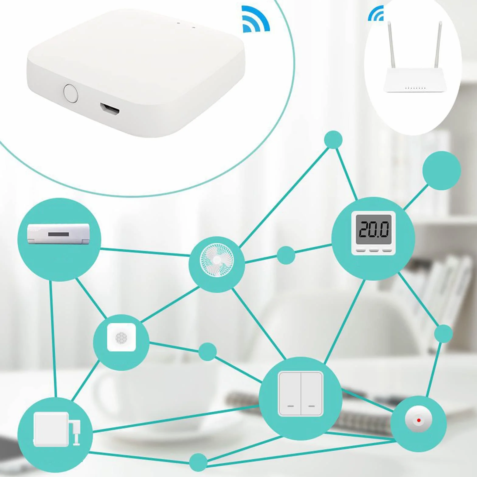 Inteligentny Koncentrator Domowy, Wifi Bluetooth Gateway Hub Mini Pilot Zdalnego Sterowania Mesh Router Bezprzewodowy Wykrywanie Podczerwieni dla Aplikacji Tuya dla ZigBee