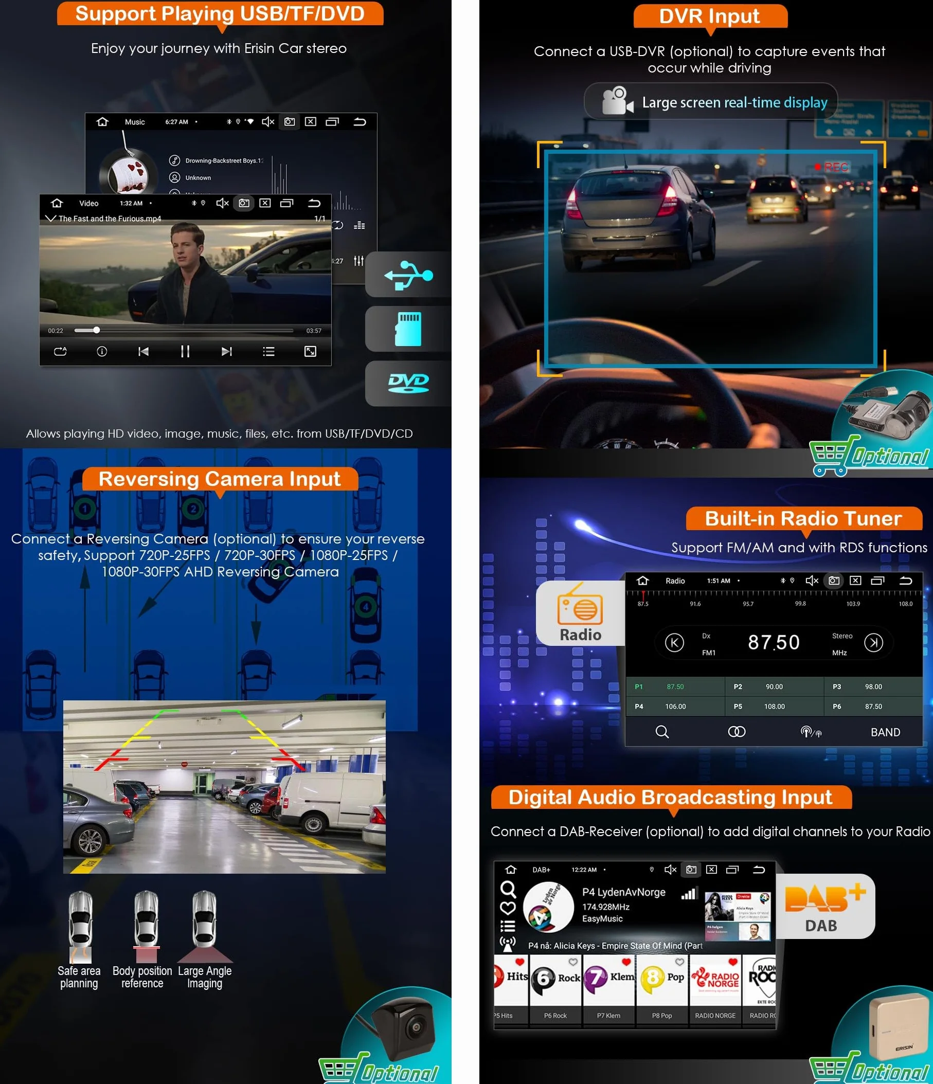 Erisin 8-rdzeniowy 4 GB + 64 GB Android 14 radio samochodowe GPS nawigacja do Alfa Romeo Brera Spider 159 Sportwagon DVD Player ekran dotykowy CarPlay Android Auto DAB+ Radio DSP Bluetooth 5.0 A2DP