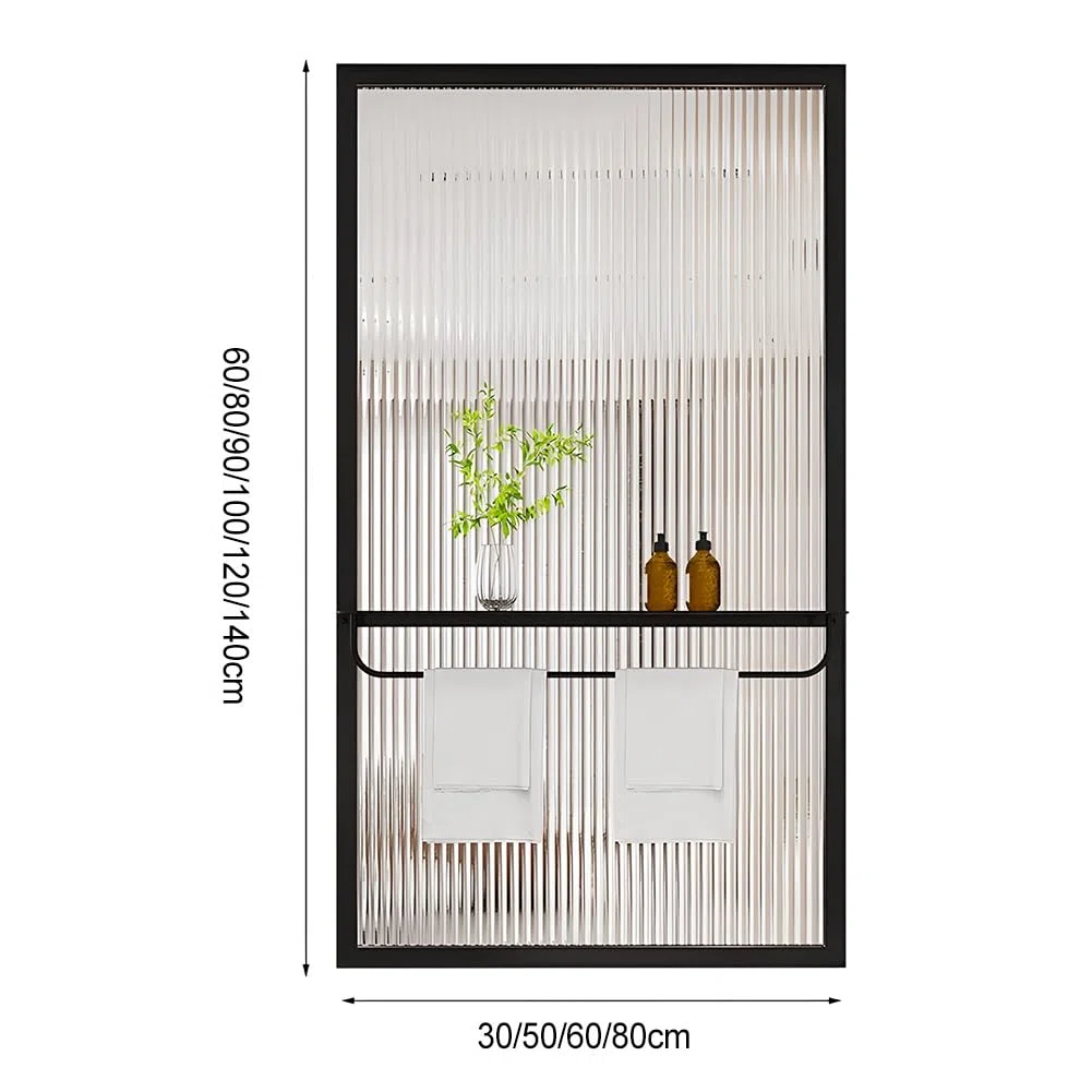 Paravent autonome avec étagères et porte-serviettes - Cloison murale en verre pour chambre à coucher, salle de bain et WC (blanc, 30 x 120 cm)