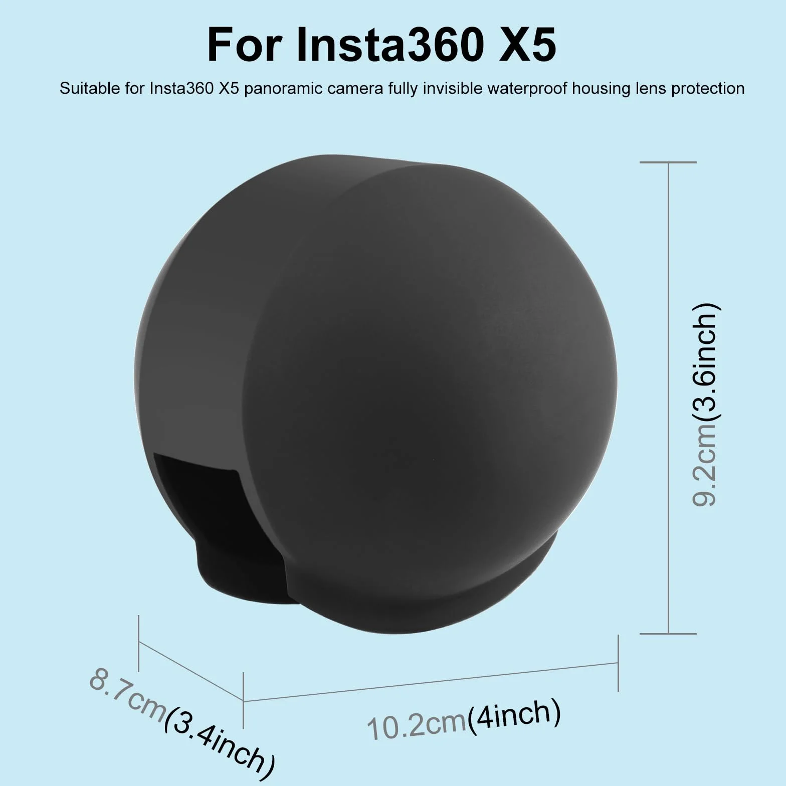 Silikonowa osłona obiektywu do Insta360 Niewidoczna obudowa do nurkowania, wodoodporna obudowa do nurkowania, osłona obiektywu akcesoria (czarna)