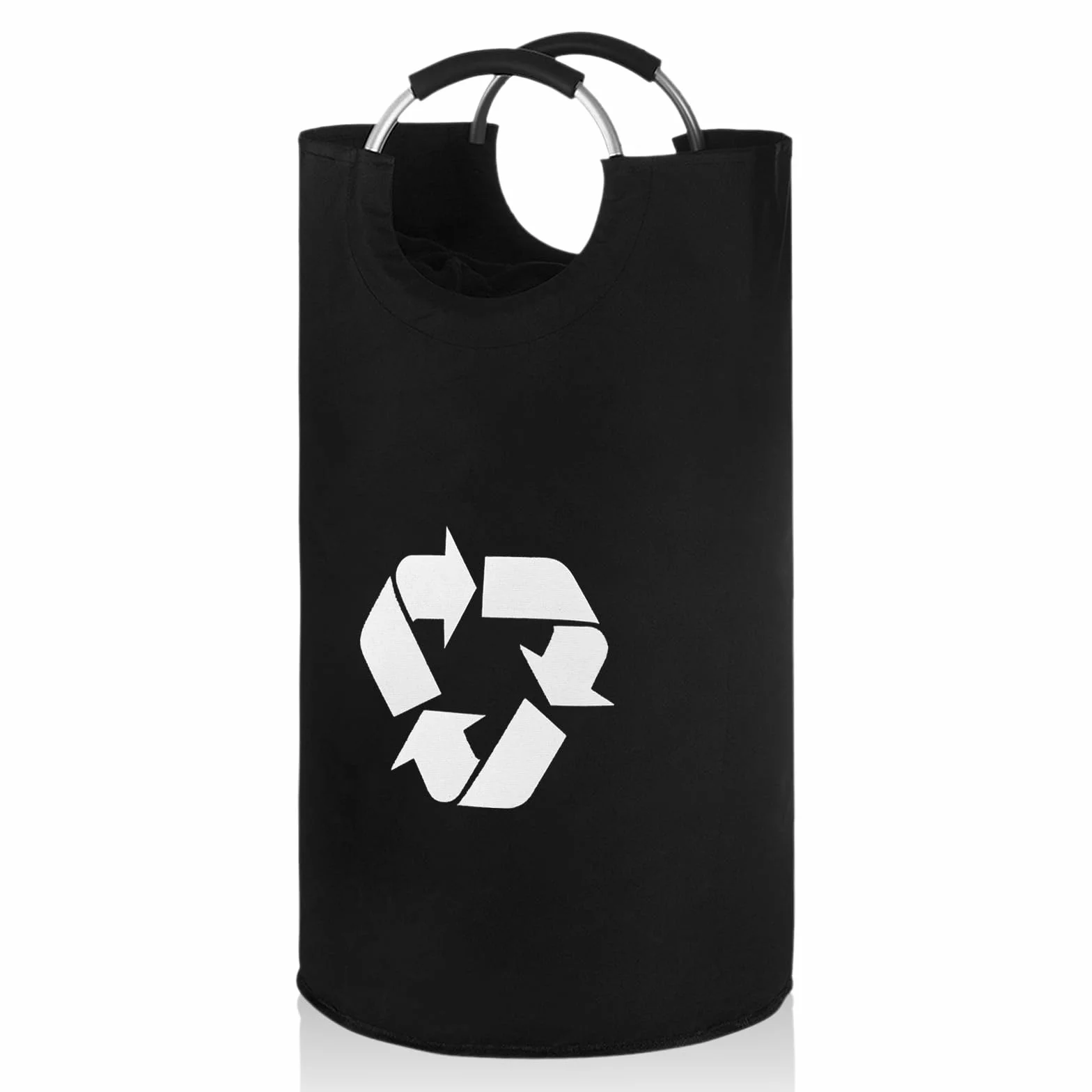Poubelle Recyclage Réutilisable 82L avec Poignée en Aluminium, Détachable, Noir