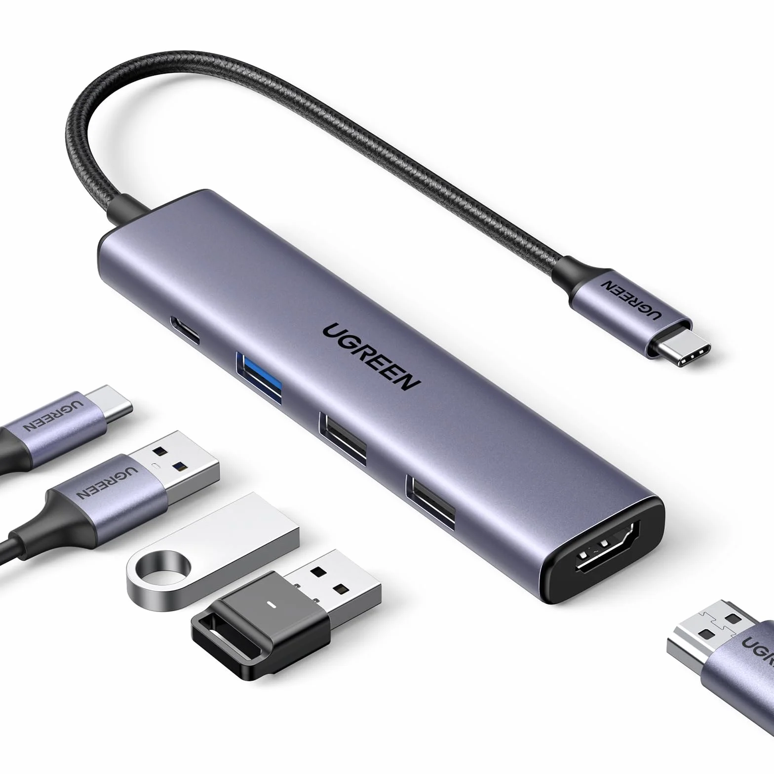 UGREEN Revodok 105 Hub USB C HDMI 4K PD 100W Charge 5 en 1 Adaptateur USB C vers HDMI Compatible MacBook iPad Pro Air Surface
