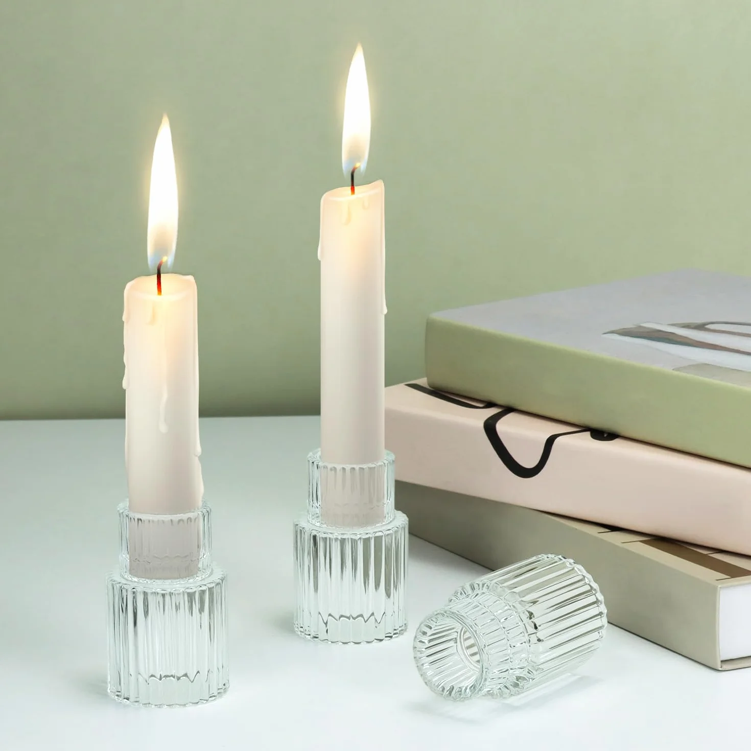 QWORK® 20 Pièces bougeoirs en Verre, Porte-Bougies 6 cm, pour Mariages, fêtes, décoration intérieure