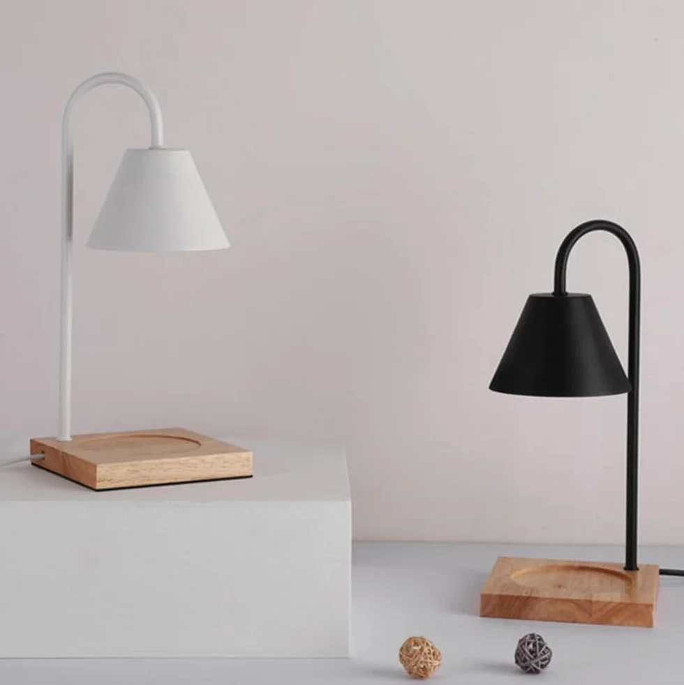 BININBOX Lampe Aromathétique Simple Fer Intensité Variable Lampe à Bougie Parfumée sans Flamme (Blanc, Bois)