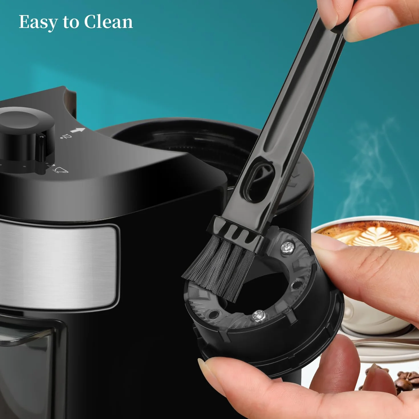 Moulin à café Wancle avec meule et 28 réglages, mouture précise pour une capacité de 2 à 12 tasses, facile à nettoyer, design compact et gain de place, 220V