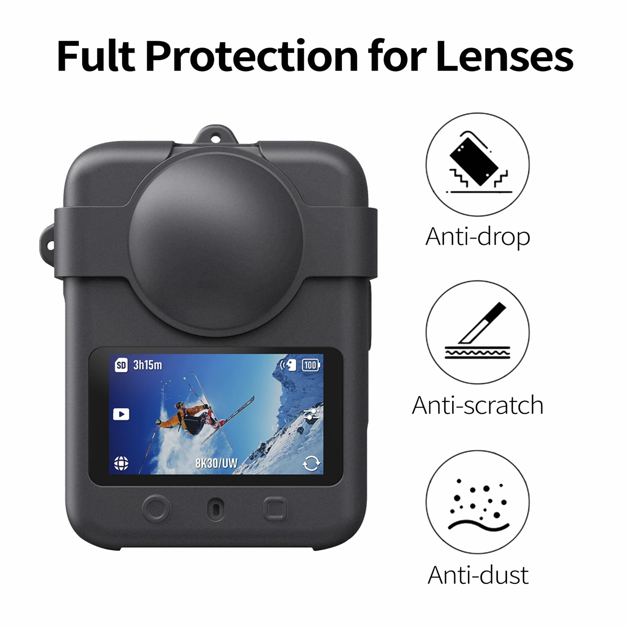 Silikonowe etui do DJI Osmo 360, miękkie silikonowe etui ochronne na aparat DJI Osmo 360, wszechstronna ochrona, konstrukcja odporna na uderzenia
