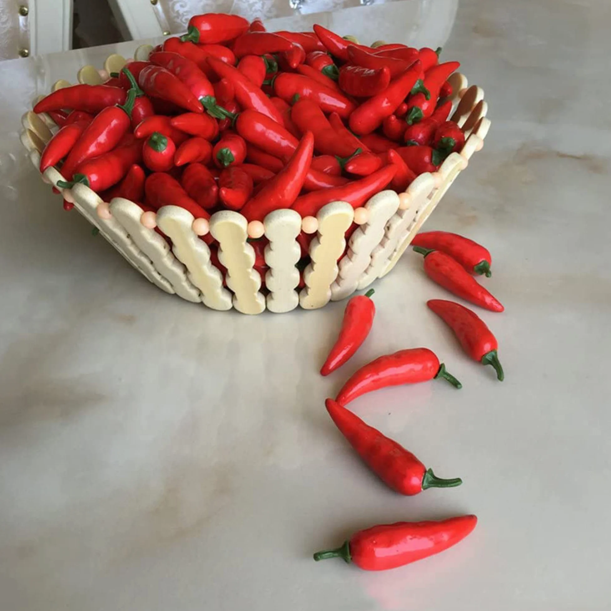 Artificielle Petit Piment Guirlande de légumes Décoration Cuisine Photo Prop Suspendu 60 pièces Rouge