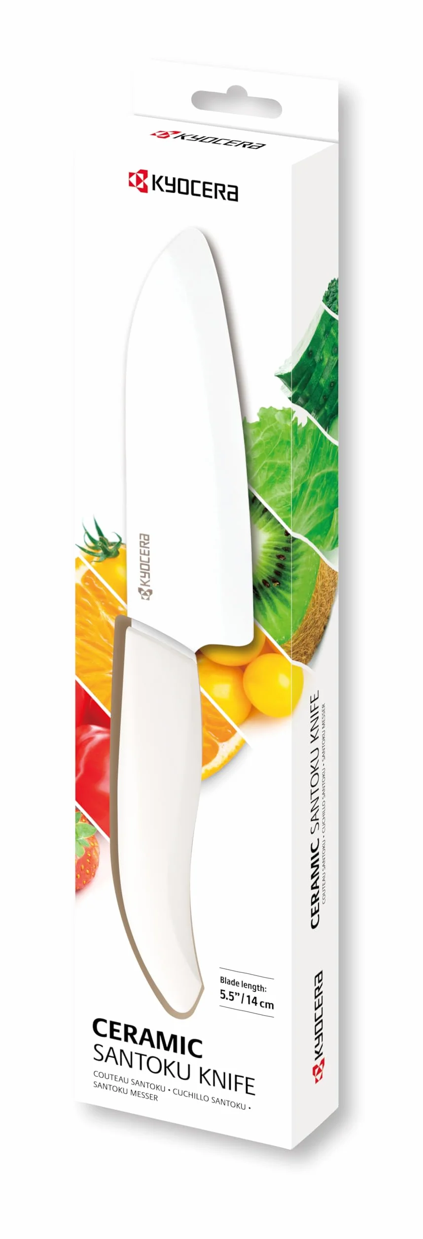 Kyocera FK-140-WH WH Couteau du Chef Manche Ergonomique Blanc / Lame Céramique Blanc 14 cm