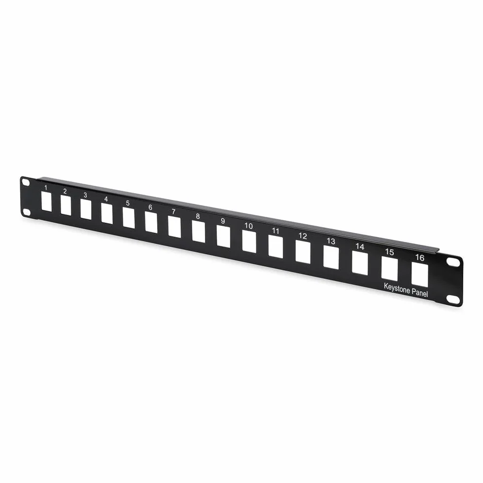 DIGITUS Panneau de Brassage Modulaire 19 Pouces 16 Ports Non blindé Montage en Rack 1U Noir