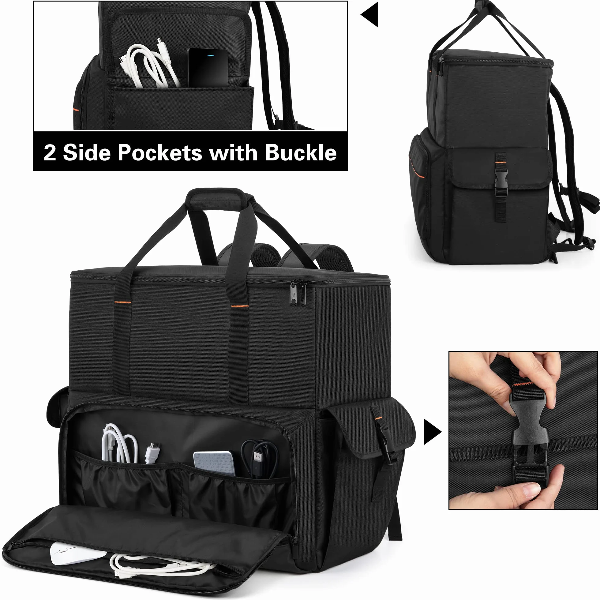 Trunab Torba podróżna na komputer biurkowy torba podróżna na wieżę komputerową, klawiaturę, kabel, mysz, słuchawki, tylko torba, czarna, opatentowany design