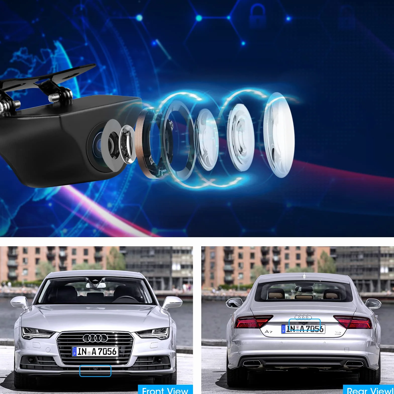 1080p Tylna kamera do lusterka Dash CAM IP68 wodoodporna