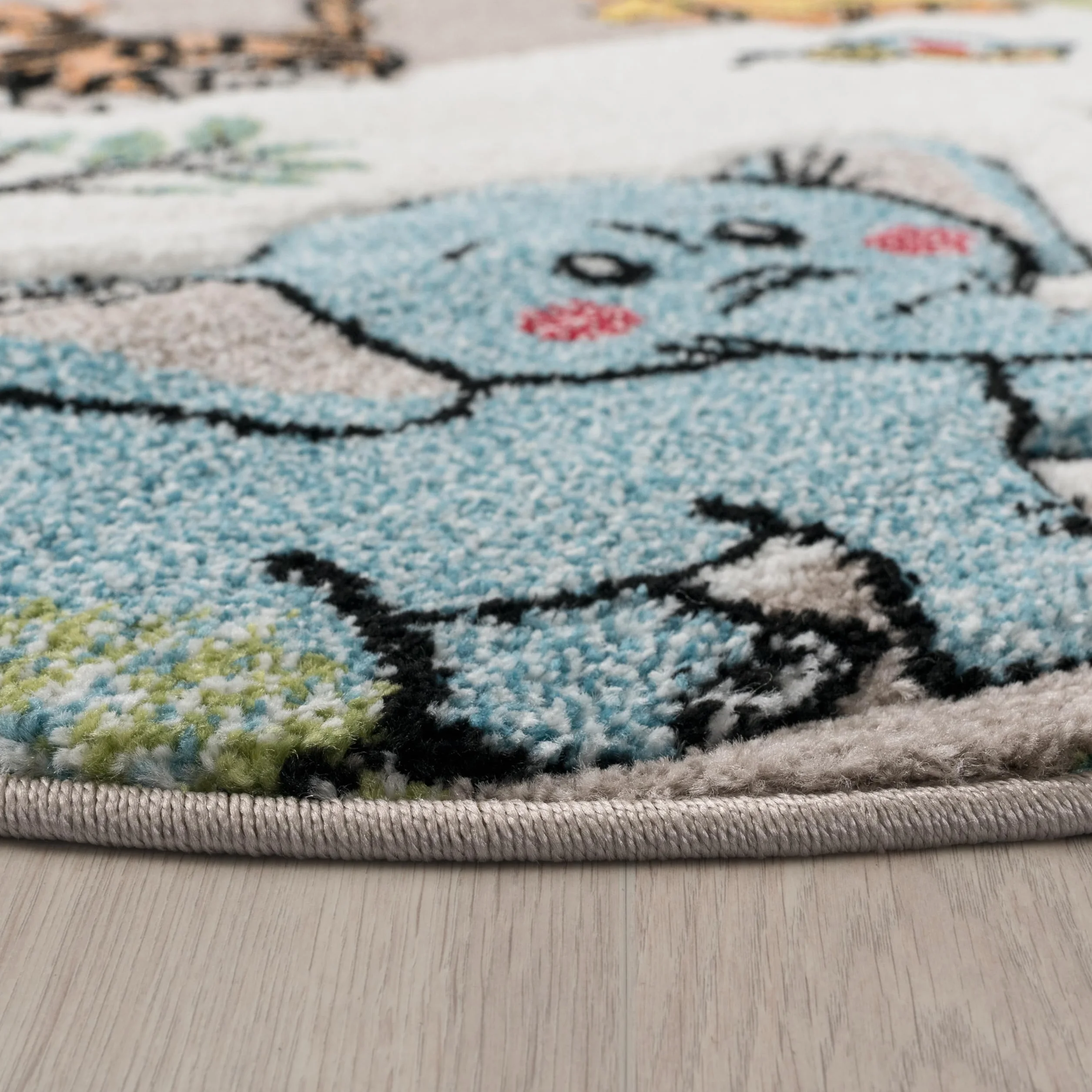 Paco Home Tapis Jungle Animaux Beige Crème 120 cm Rond