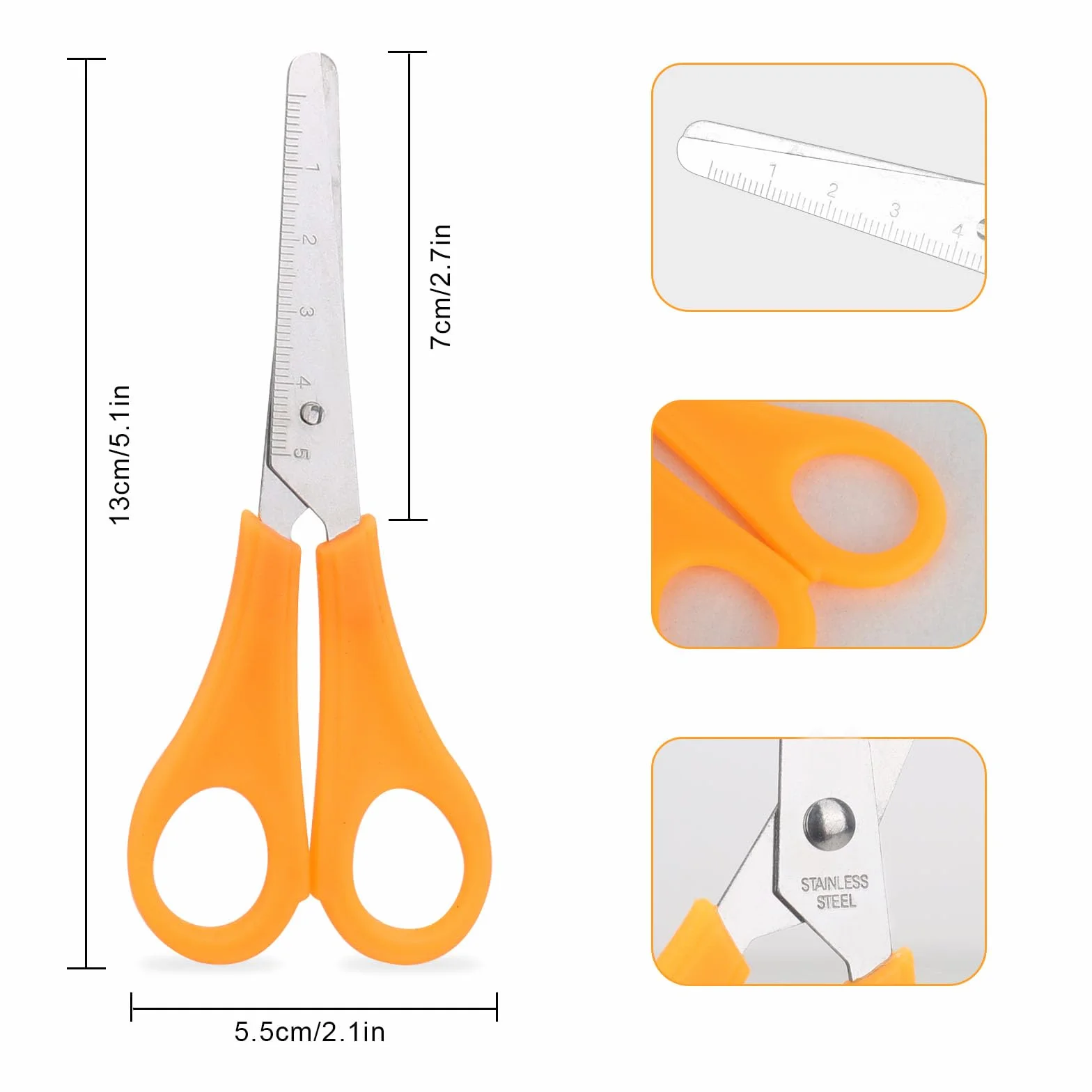 Ciseaux de sécurité en acier inoxydable pour enfants - Lot de 10 paires