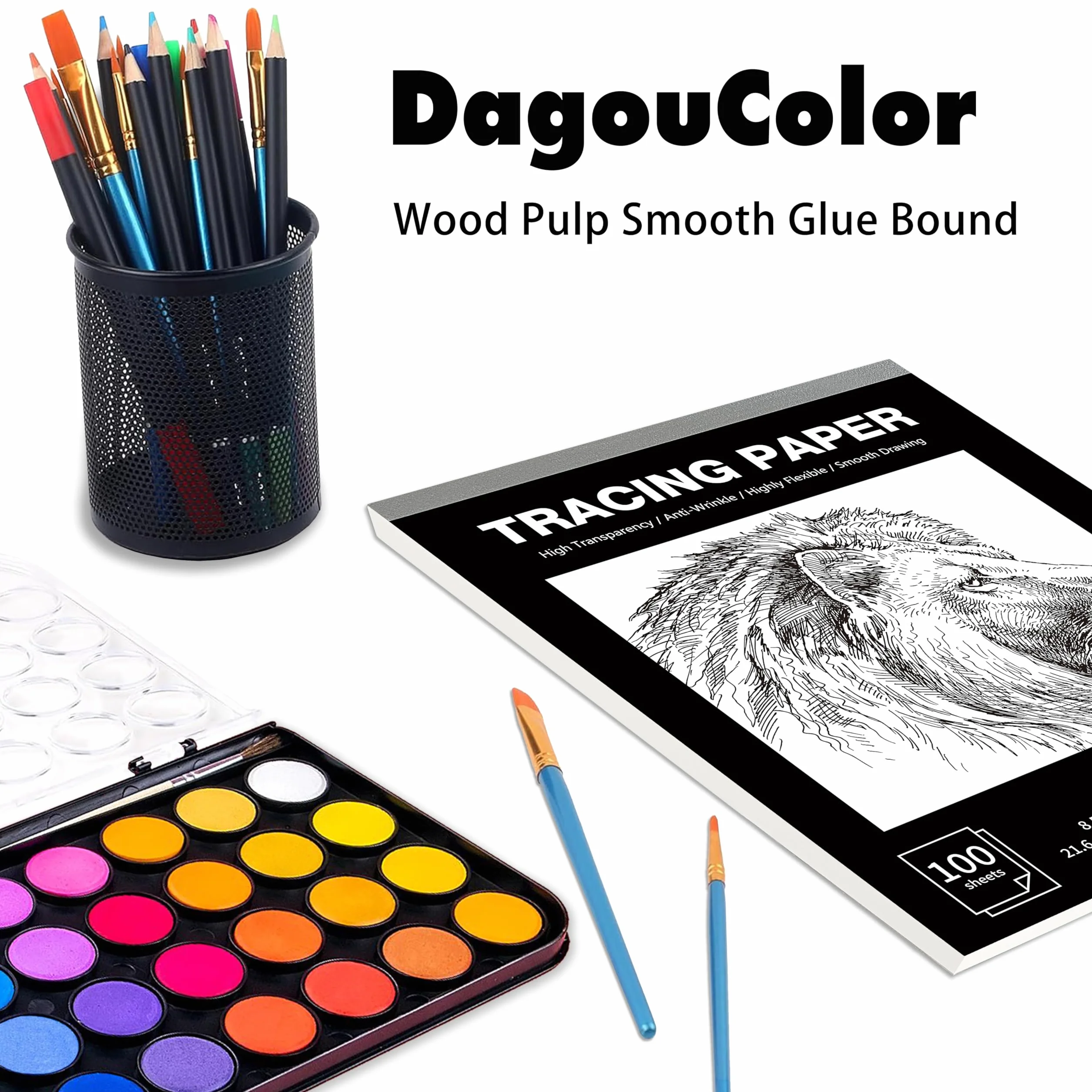 DagouColor Papier Calque 100 Feuilles Tracing Paper 21.6 x 27.9 cm Pour Couture Croquis